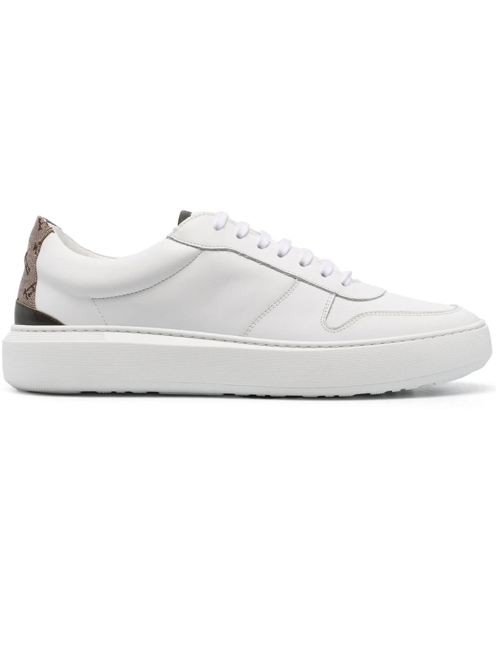 Shop Herno Off-white Calf Leather Sneakers In Bianco Verde
