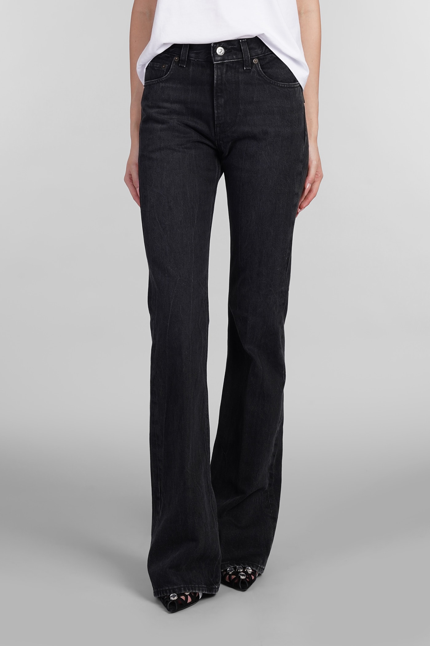 Flora Jeans In Black Cotton