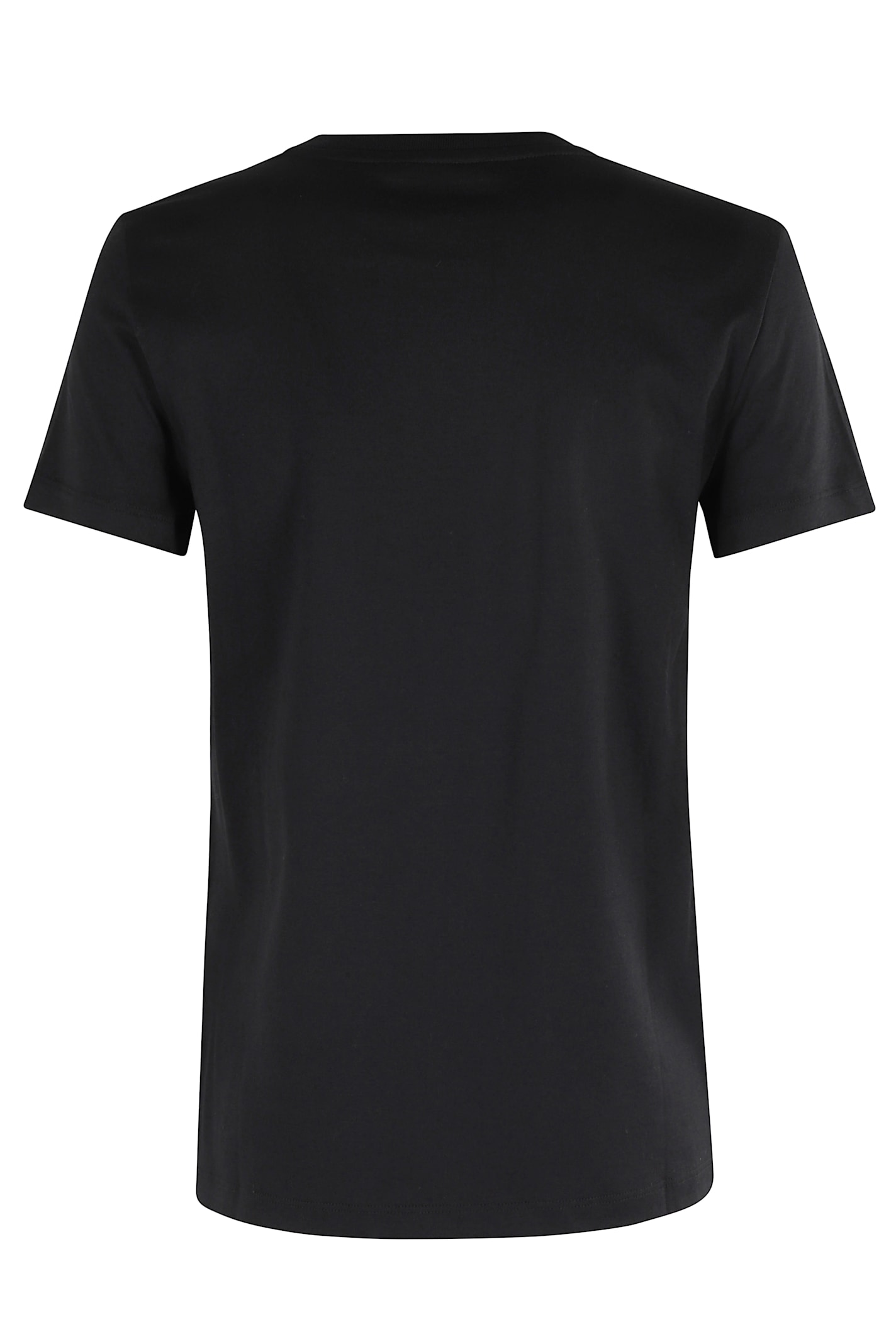 Max Mara Crew Neck Short Sleeve Top With Pocket In Black