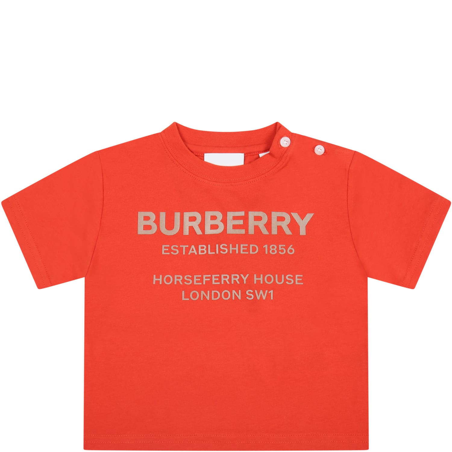 Burberry Red T-shirt For Babies With Logo