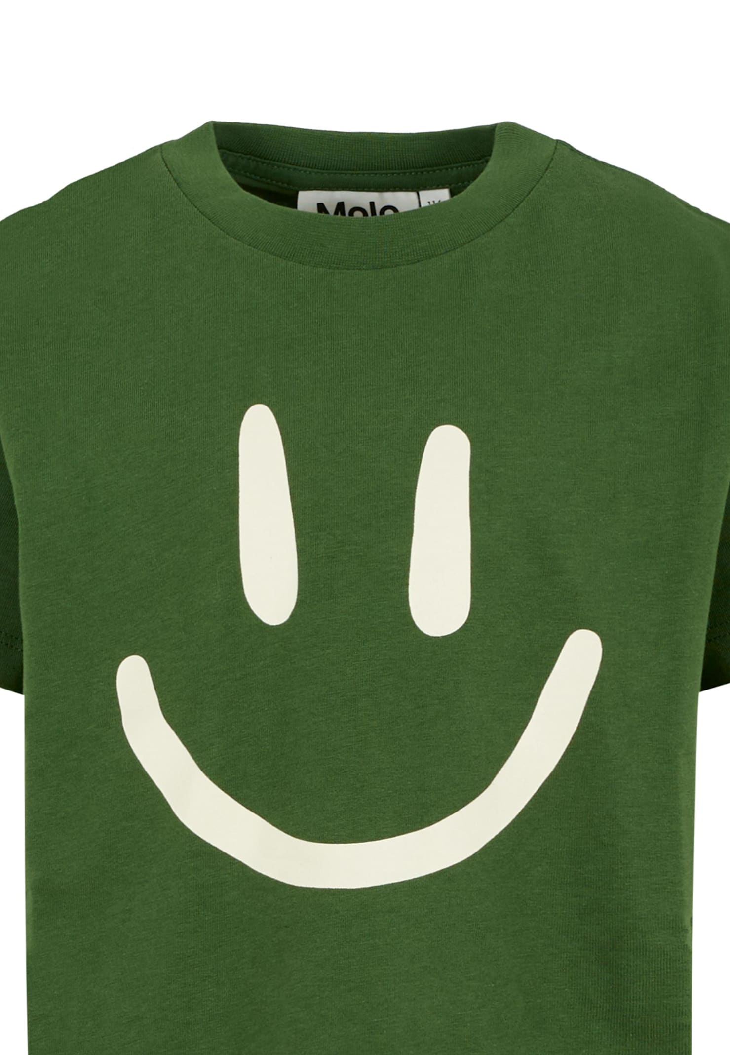 Molo Green T-shirt For Kids With Smiley In Green