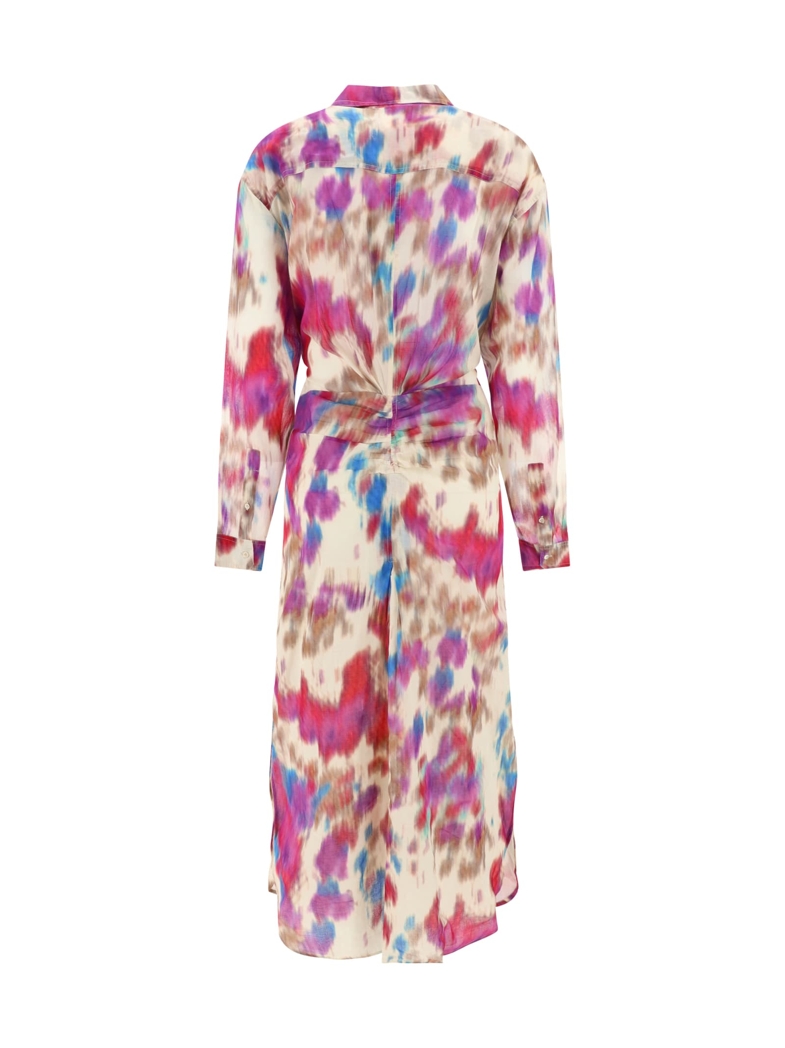 Shop Marant Etoile Nesly Long Dress In Beige/raspberry