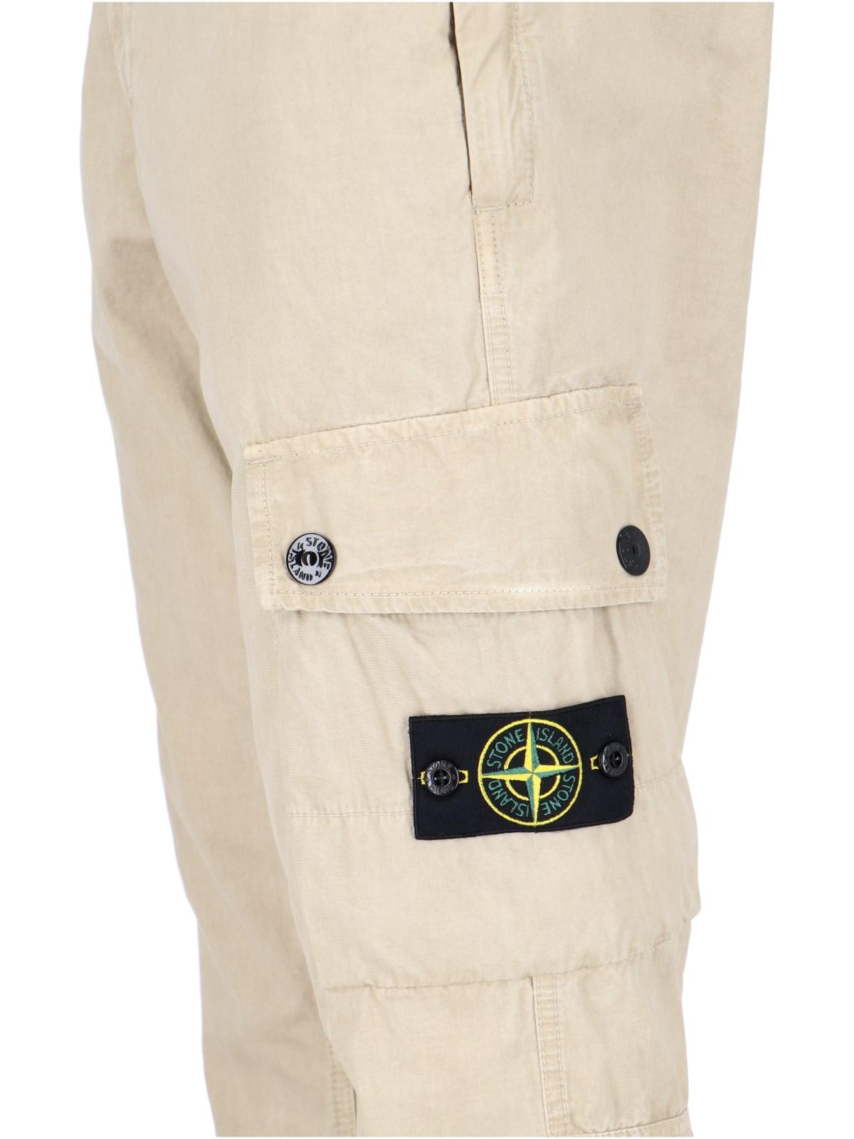 Shop Stone Island Cargo Slim Trousers In Sand