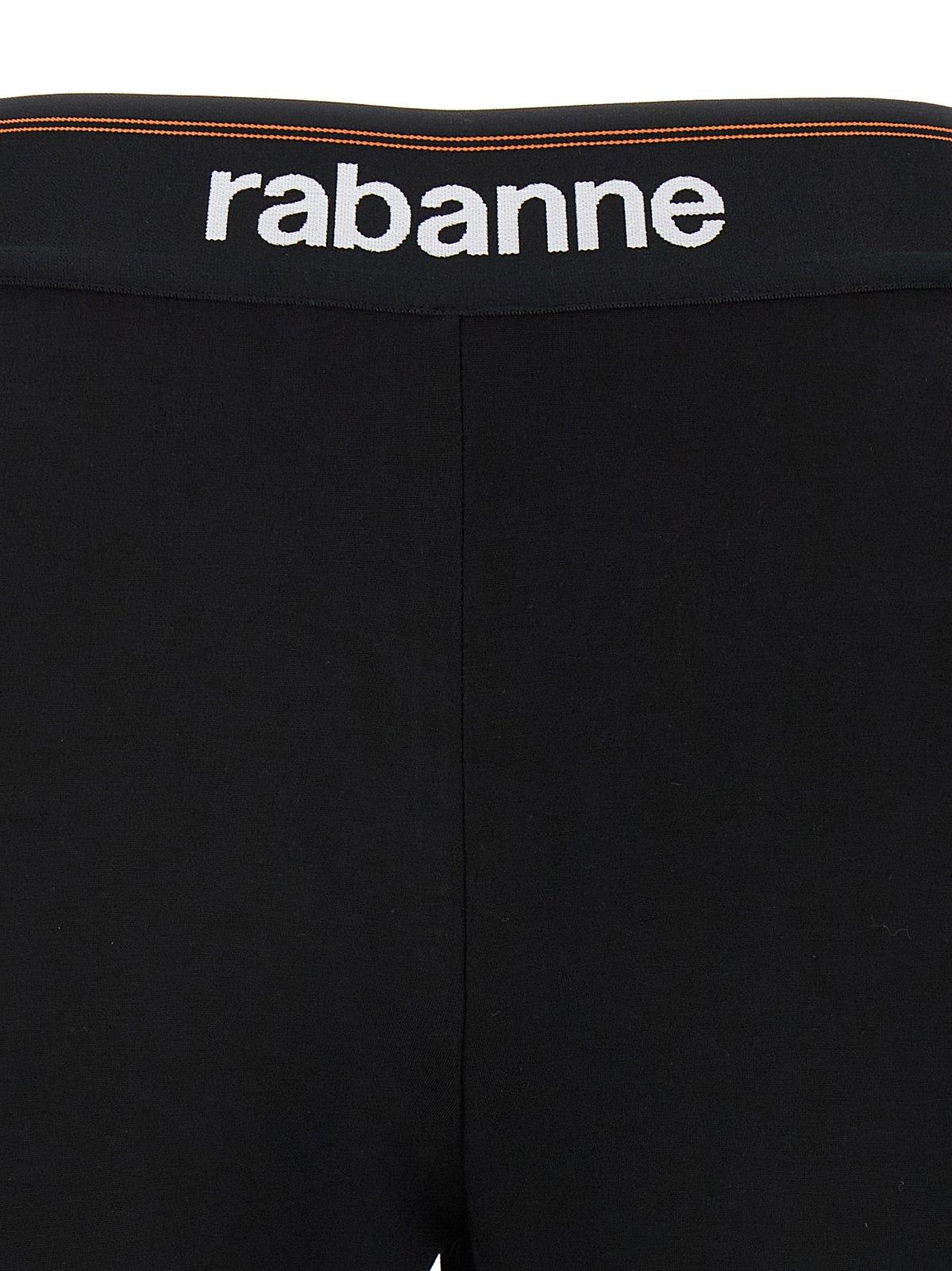 Shop Rabanne Logo Waistband Stretch Leggings In Black