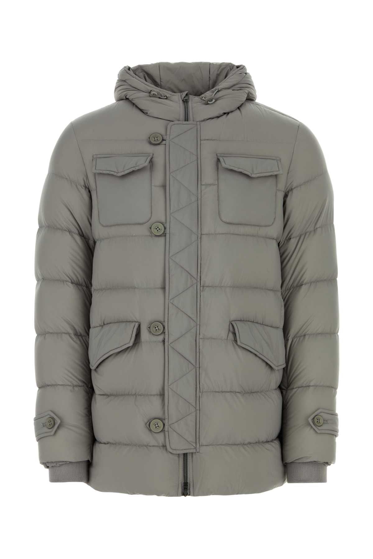 Shop Herno Grey Nylon Down Jacket In Grigiochiaro