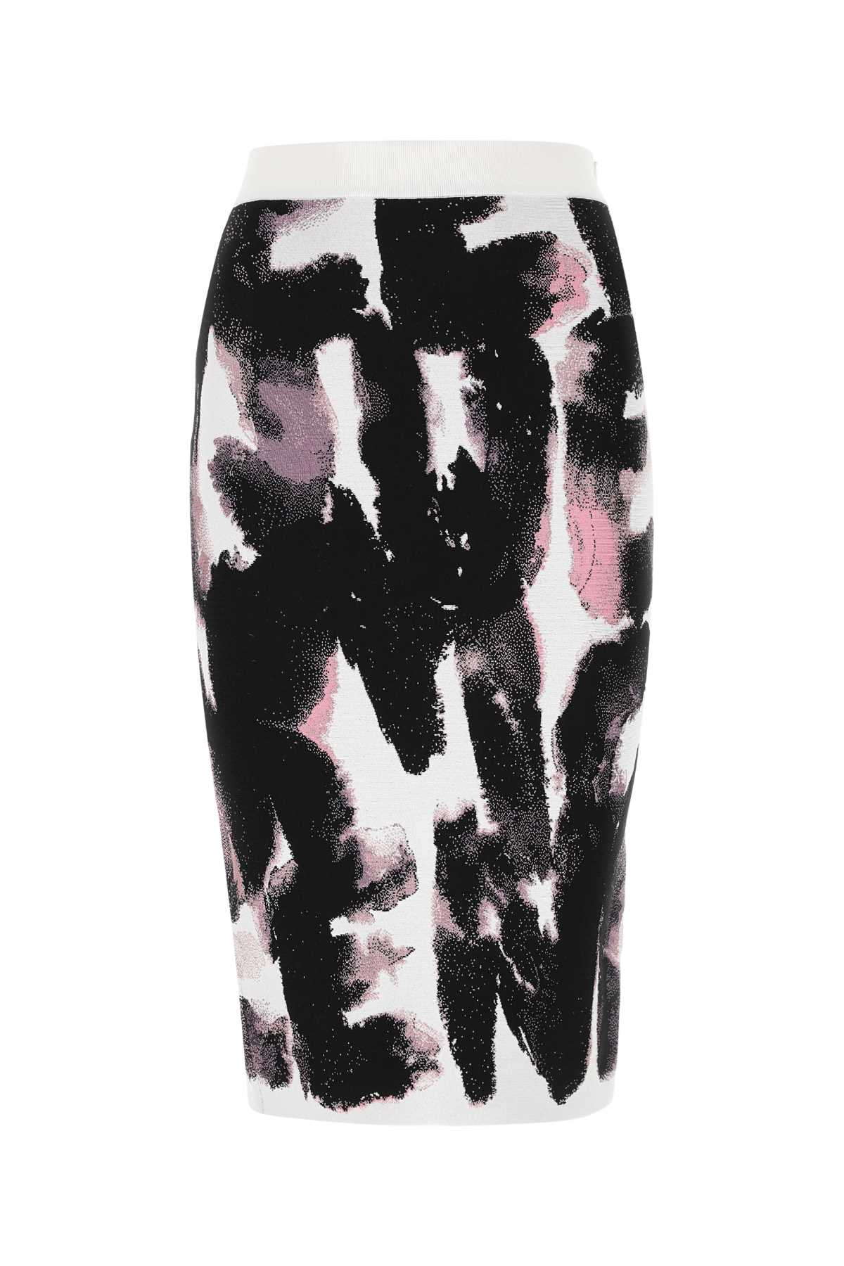 Embroidered Stretch Viscose Blend Skirt