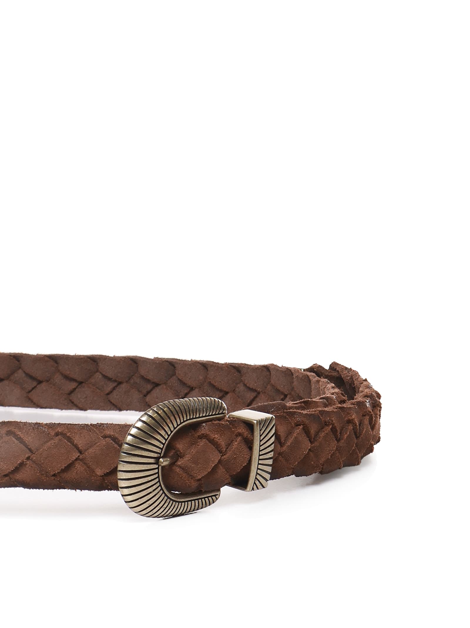 Shop Eleventy Woven Suede Belt In Brown