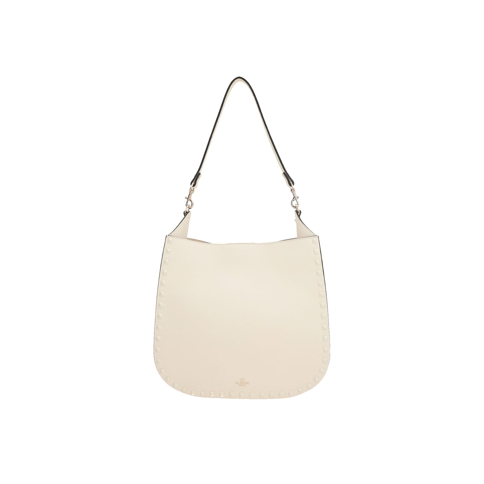 Shop Valentino Garavani Rockstud Hobo Bag In White