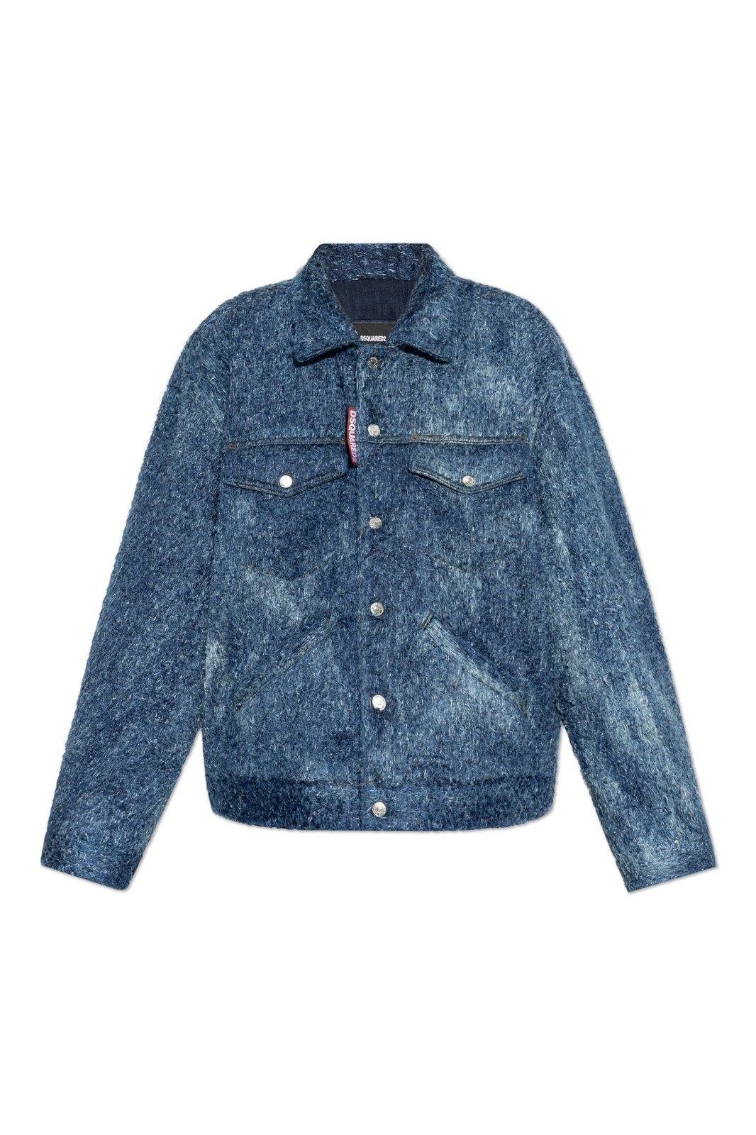 Shop Dsquared2 Furry Denim Over Jacket In Blue