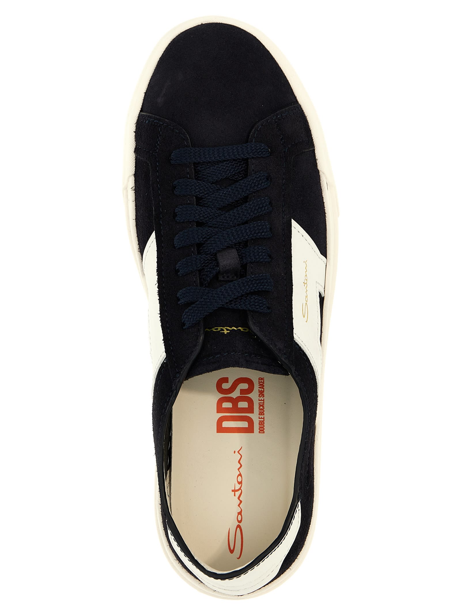 Shop Santoni Double Buckle Sneakers In Blue/white