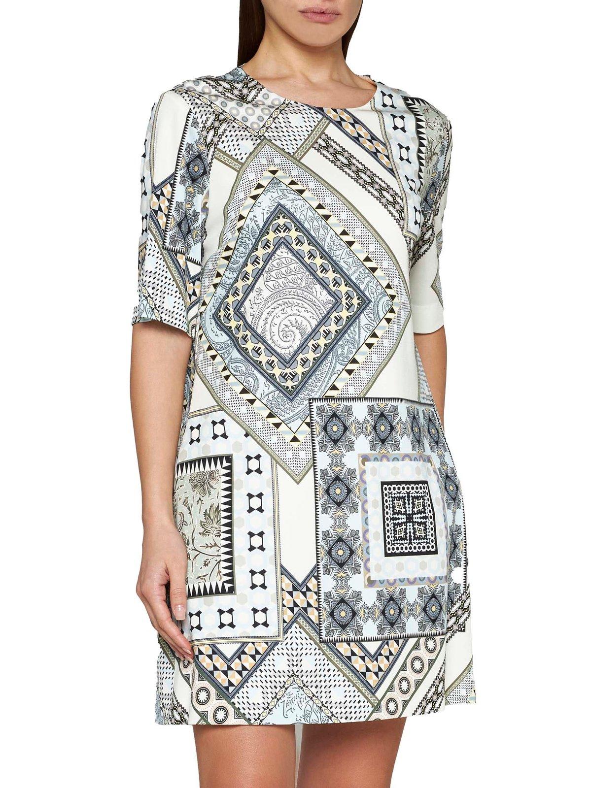 Shop Etro Short-sleeved Patchwork Printed Shift Dress In C