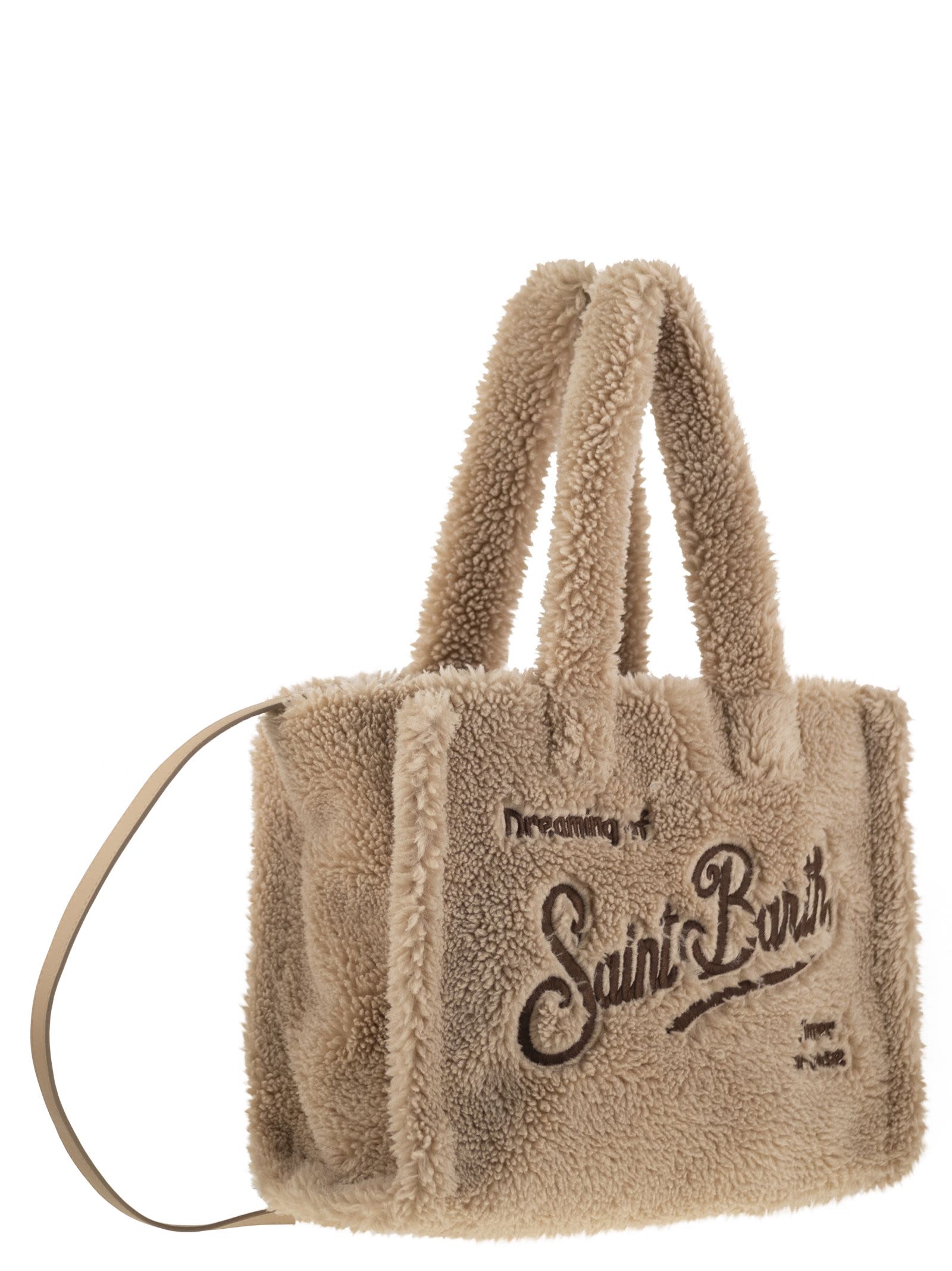 MC2 SAINT BARTH SMALL SOFT SHERPA BAG WITH SAINT BARTH LOGO AND SHOULDER STRAP