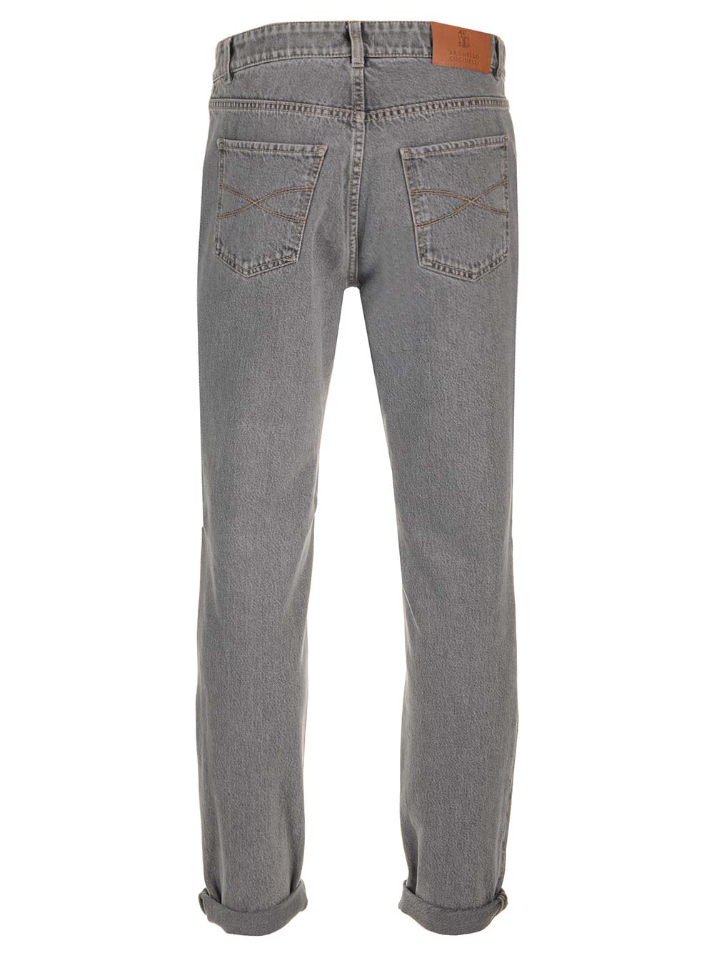 Shop Brunello Cucinelli Washed Gray Five-pocket Denim