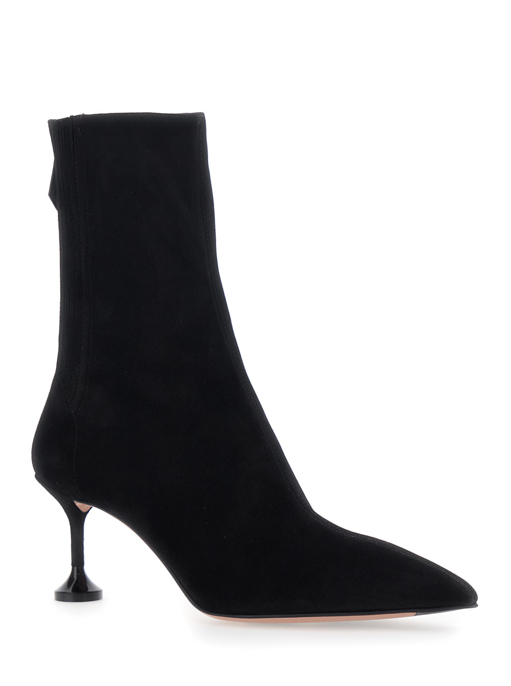 Aquazzura Black Ankle Boots With Pointed Toe And Back Closure In Suede Woman