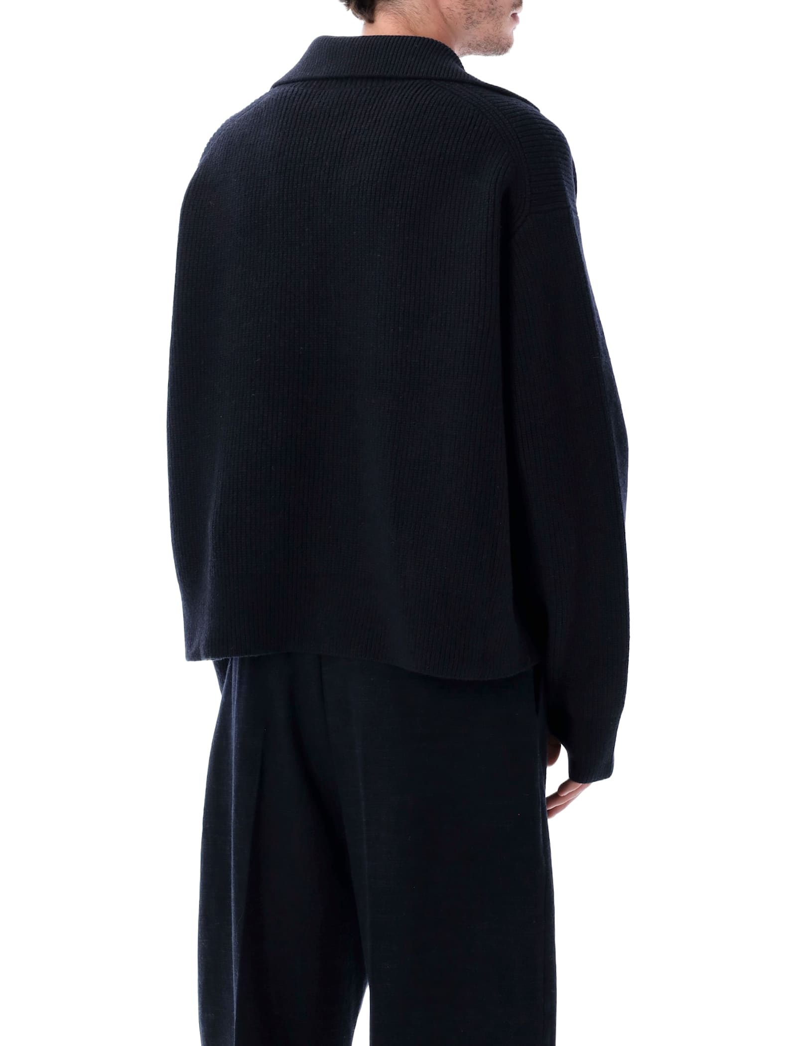 Studio Nicholson Nash Rws Merino Wool Polo Knit In Blue