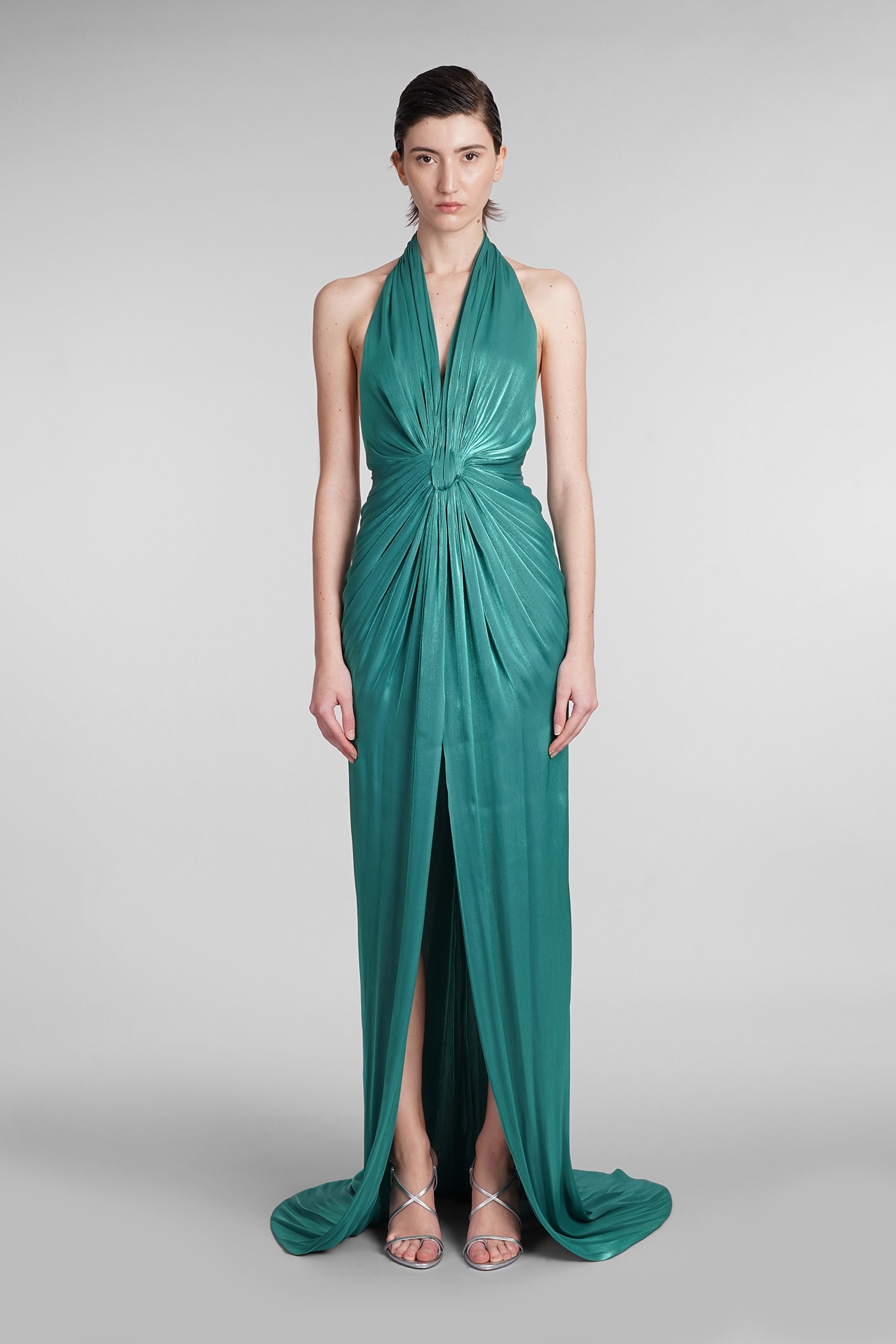 COSTARELLOS COLETTE DRESS IN GREEN POLYESTER