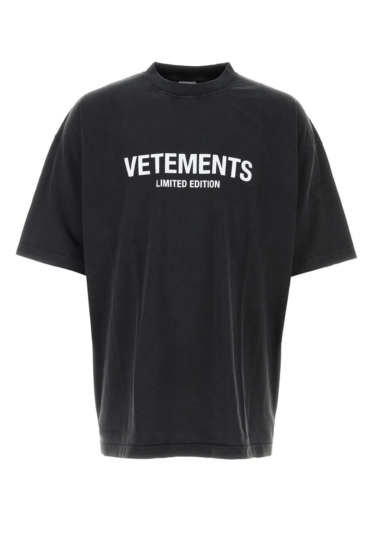 Shop Vetements Slate Cotton Oversize T-shirt In Black