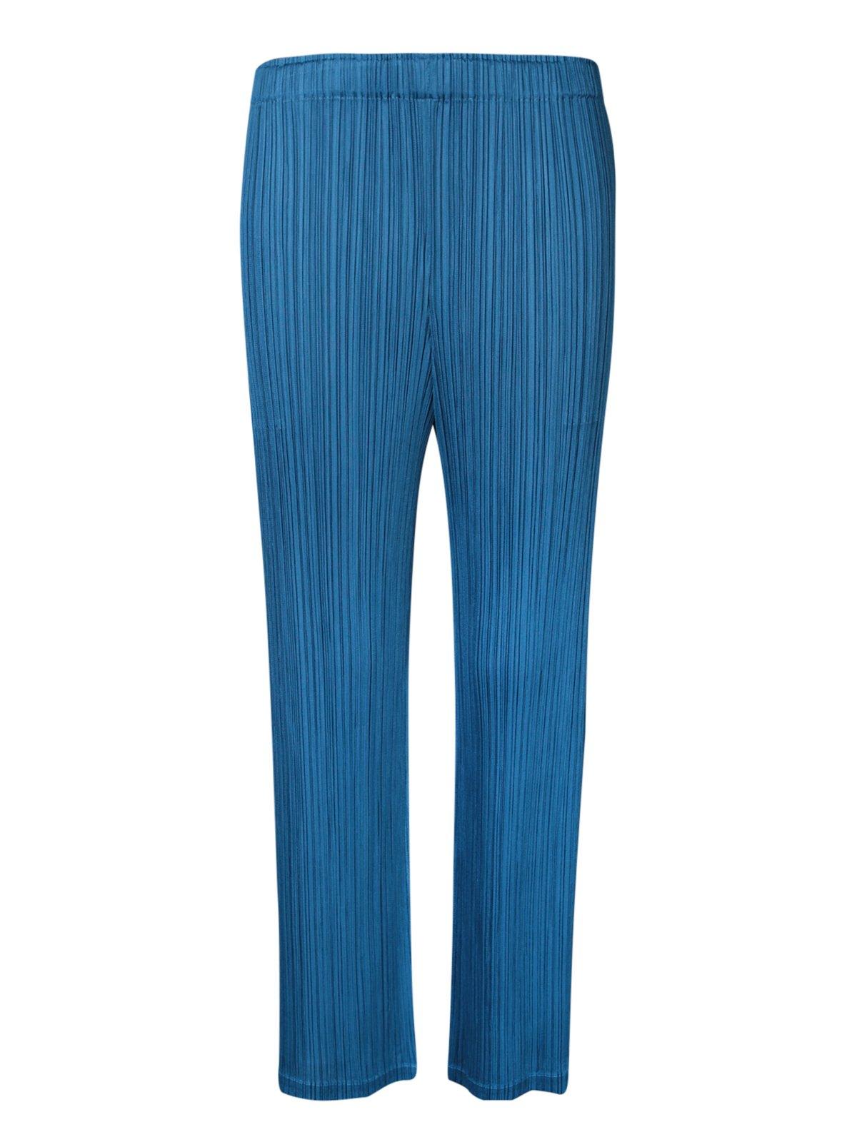 Shop Issey Miyake Mc August Elasticated Waistband Pleated Trousers In Blue