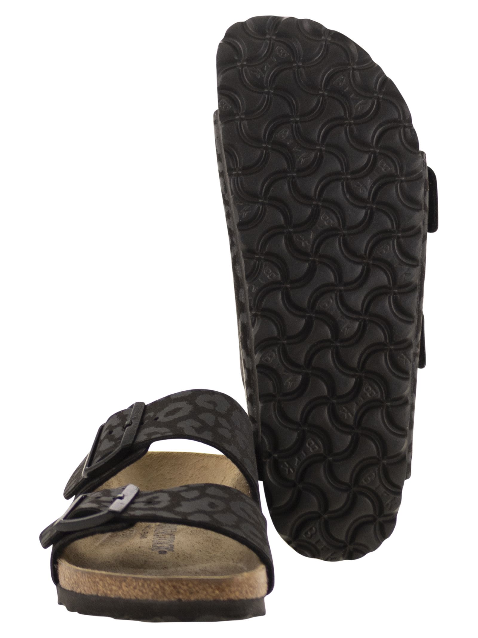 Birkenstock Arizona Suede Sandal With Print In Black