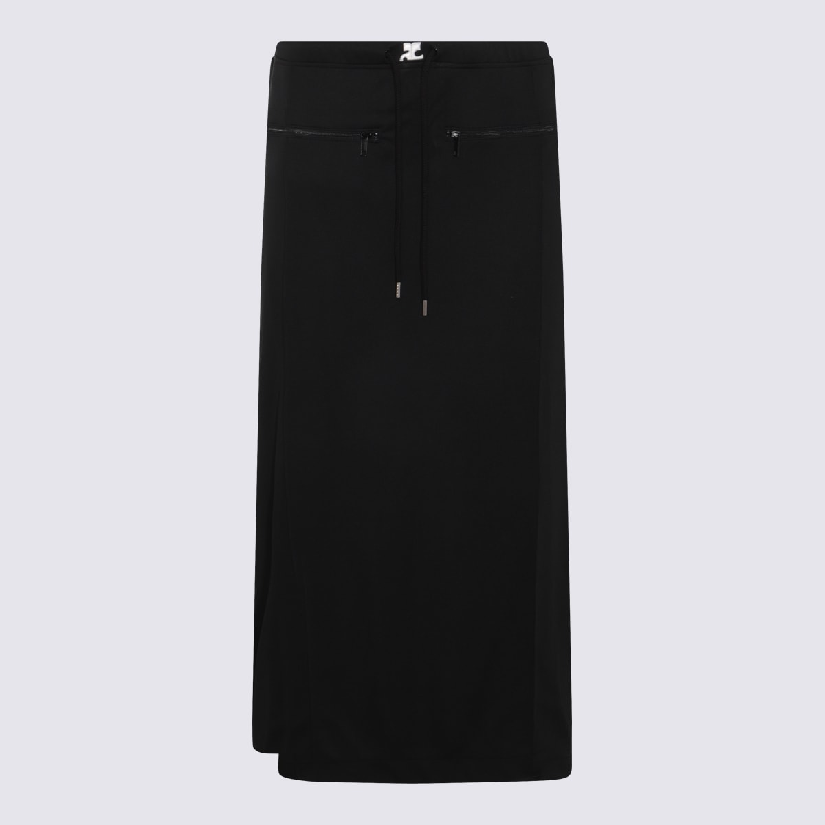 Courrèges Black Cotton Midi Skirt