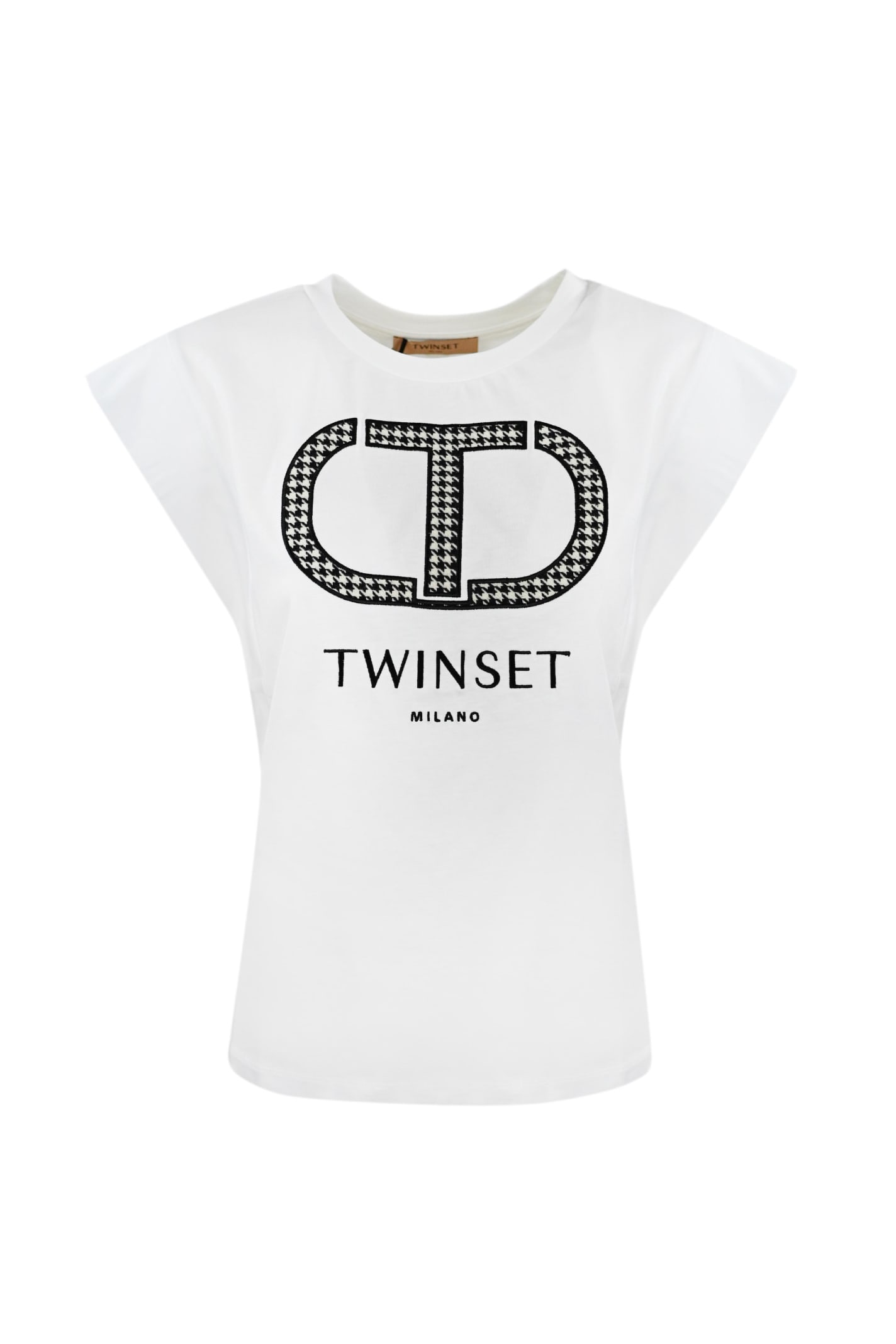 TwinSet Houndstooth Logo T-shirt