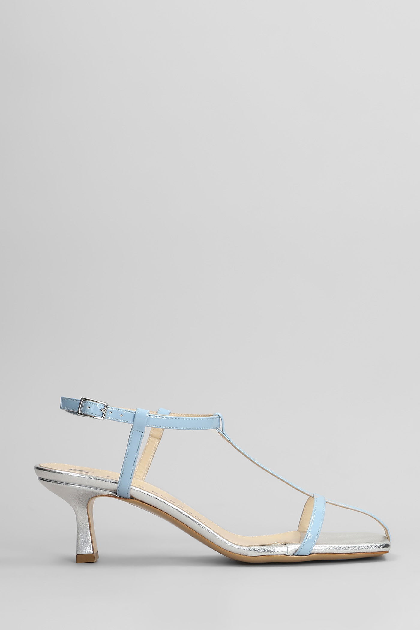 Sandals In Cyan Leather