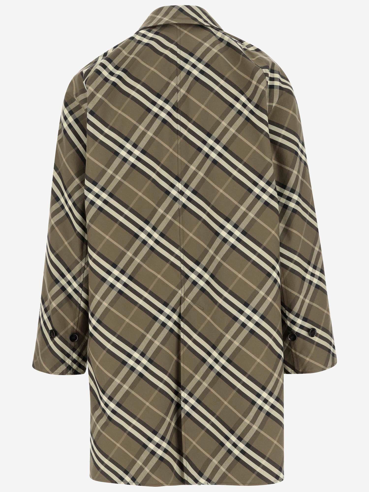 Shop Burberry Cotton Gabardine Coat With Check Pattern In Red