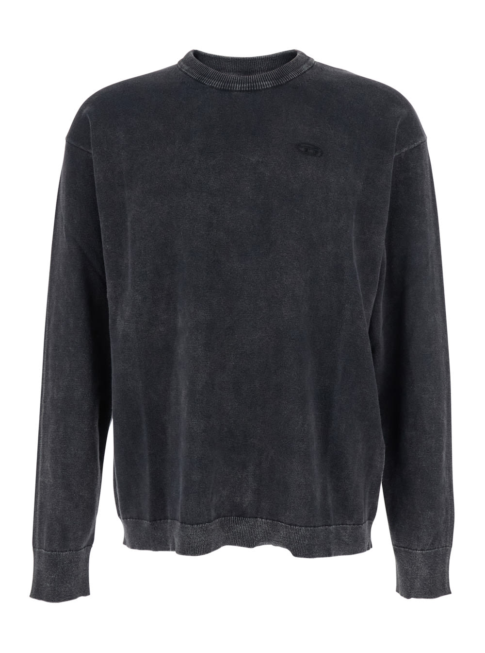 Diesel K-bennie Grey Crewneck T-shirt With Logo Embroidery On The Front In Cotton Man In Gray