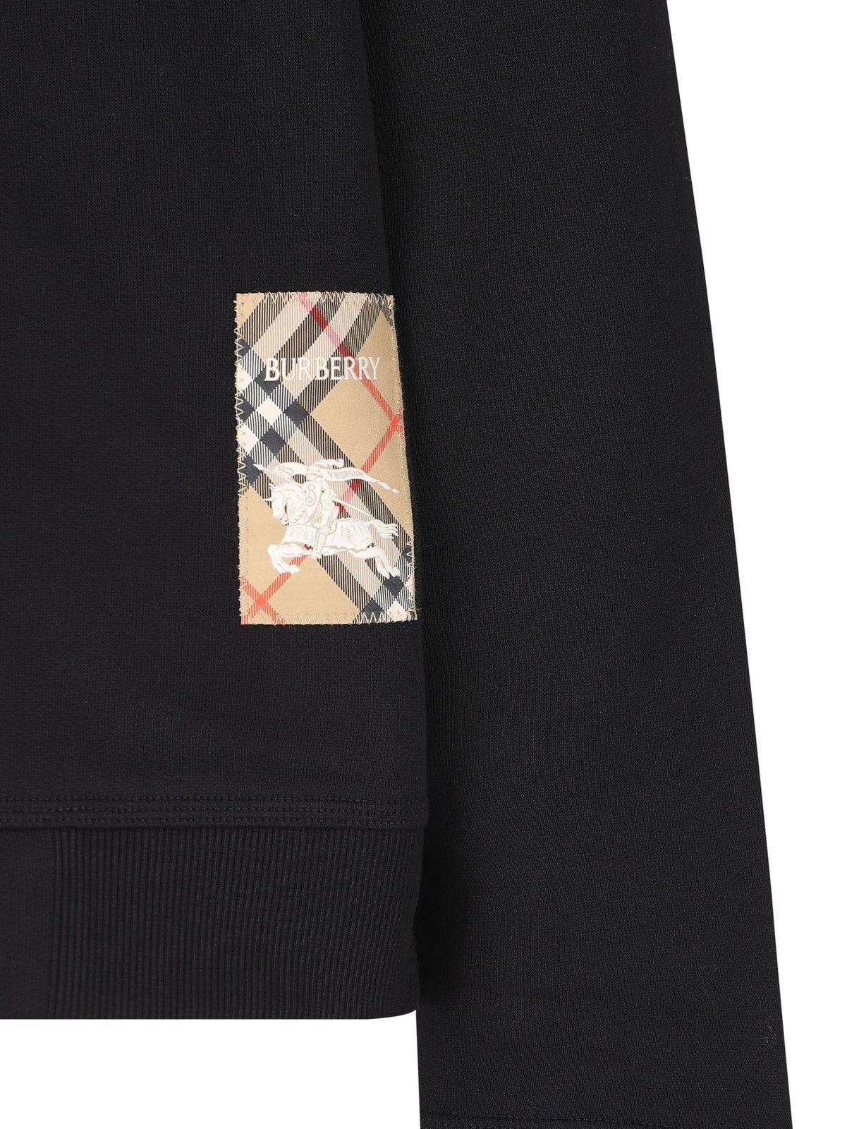Burberry Check Label Zip Hoodie In Black