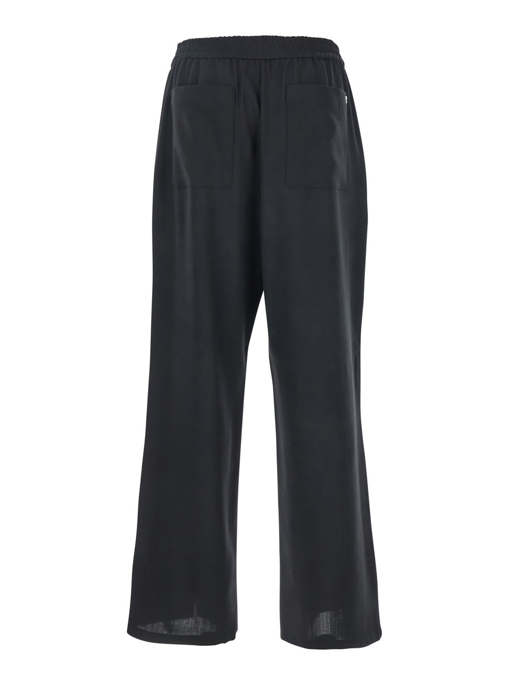 Shop Ami Alexandre Mattiussi Black Pants With Elastic Waist With Drawstring In Virgin Wool Man