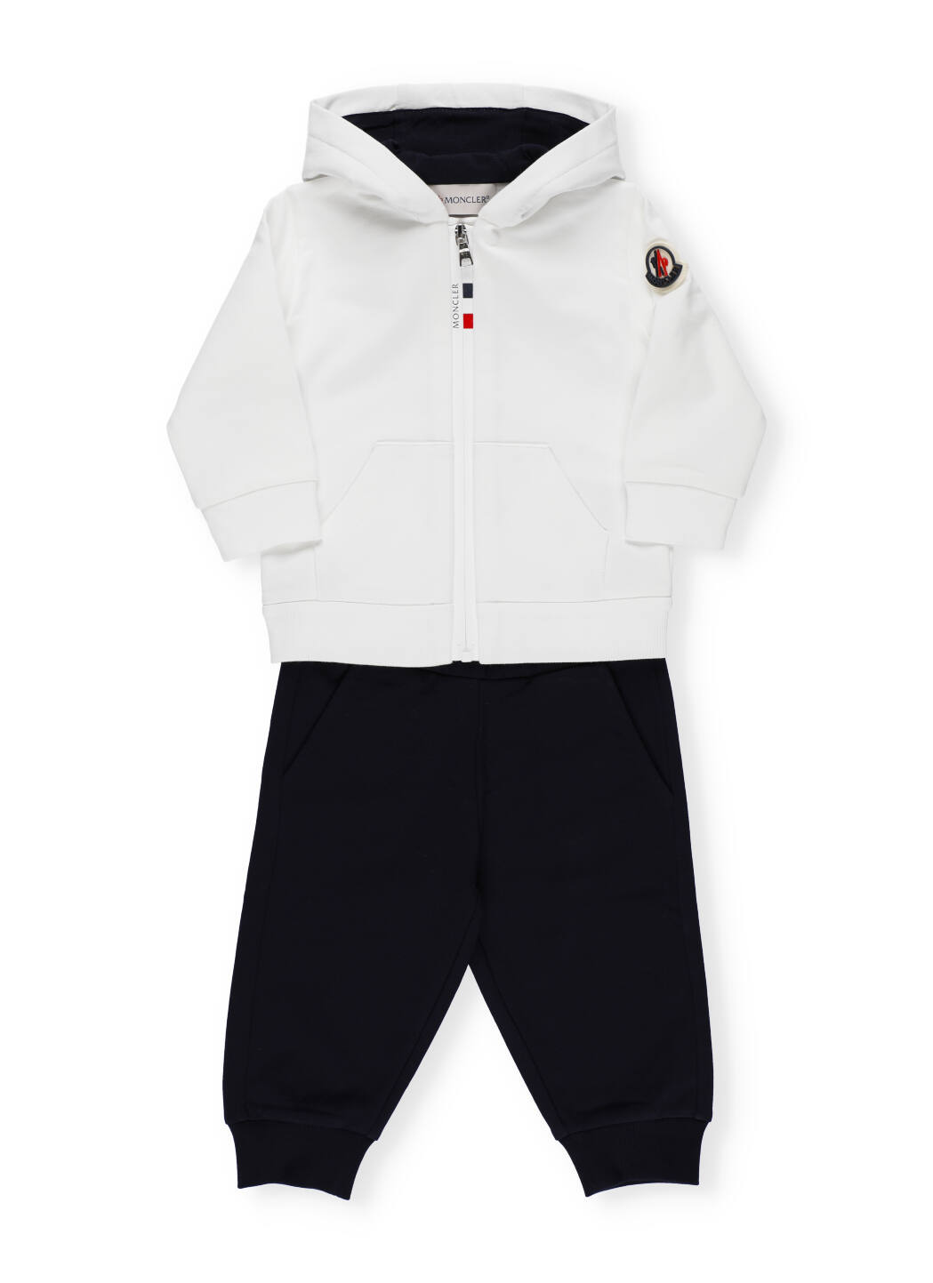 Moncler Babies' Two Pieces Trackpant With Logo In Bianco/blu