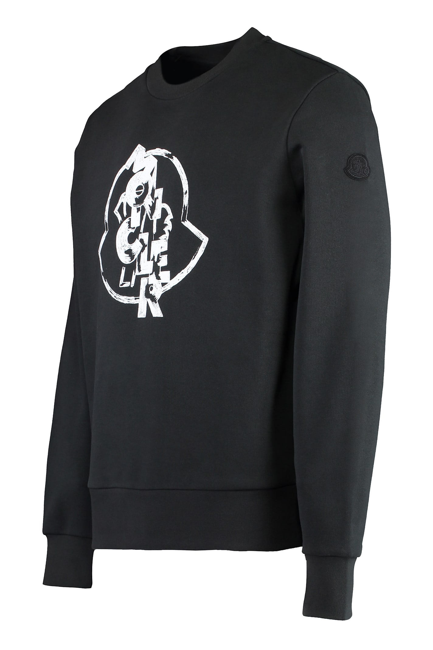Shop Moncler Logo Detail Cotton Sweatshirt In Black