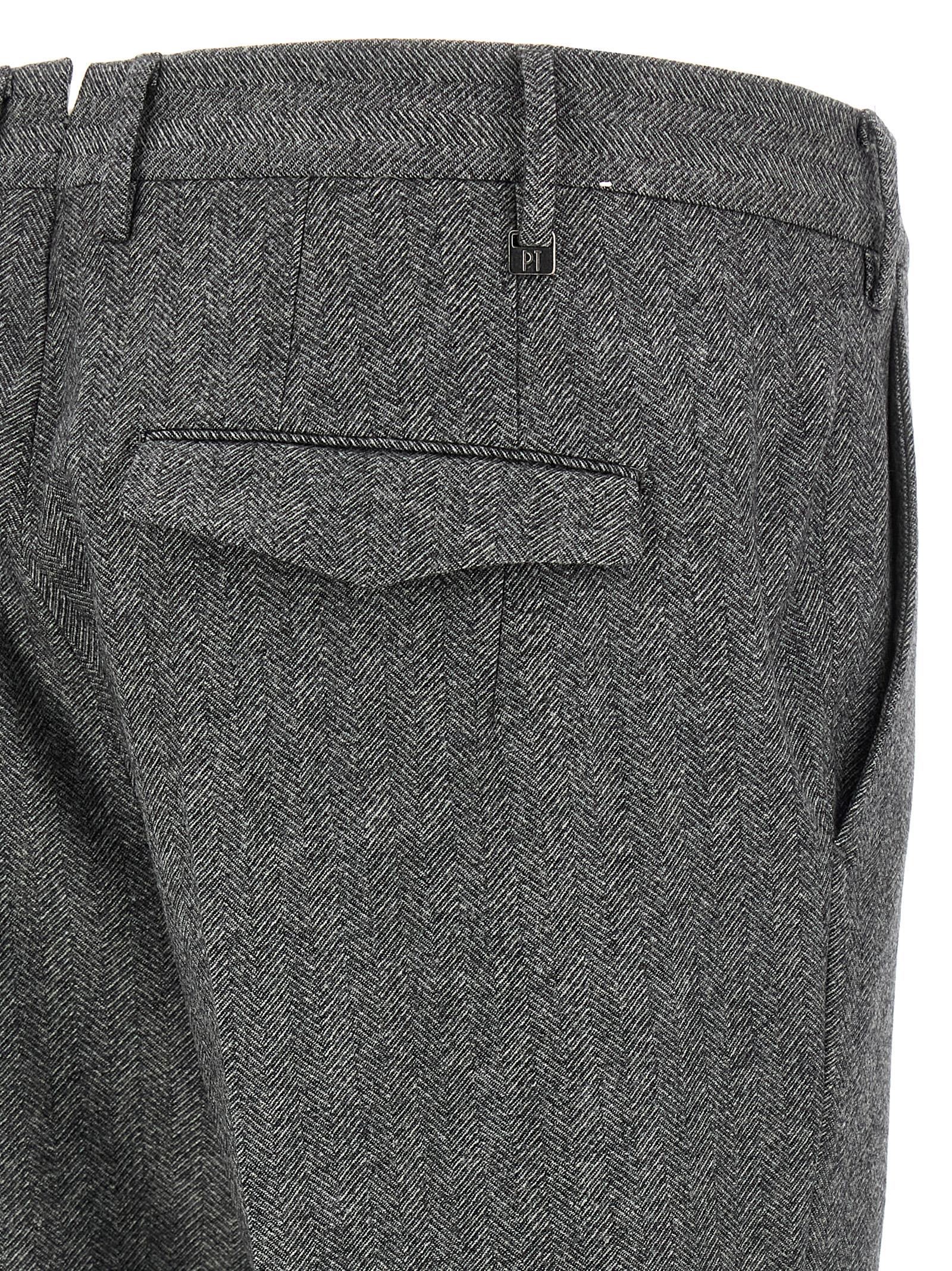 Pt Torino Lightly Stretch Brushed Cashmere Blend Wool Pants With Master Fit In Gray
