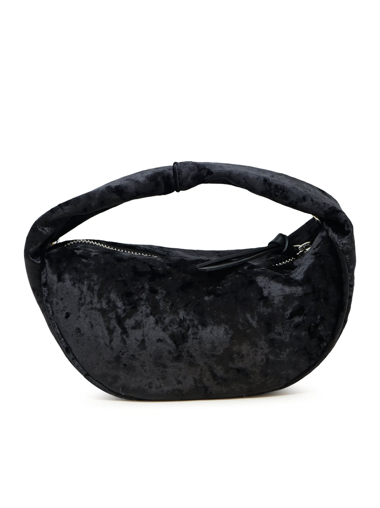 Shop By Far Baby Cush Black Crushed Velvet Handbag