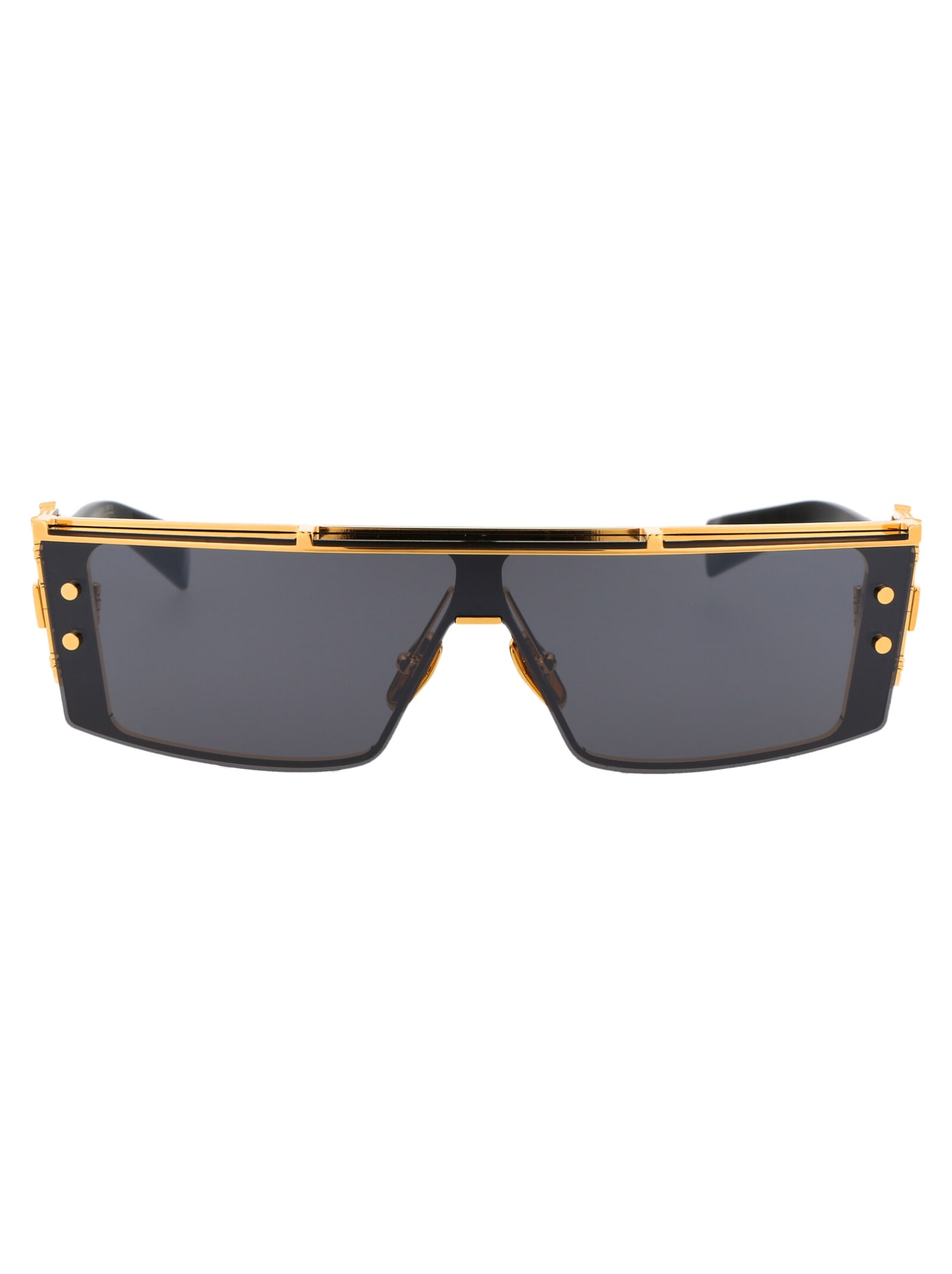 Shop Balmain Wonder Boy Iii Sunglasses In Gold - Black W/ Dark Grey Shield