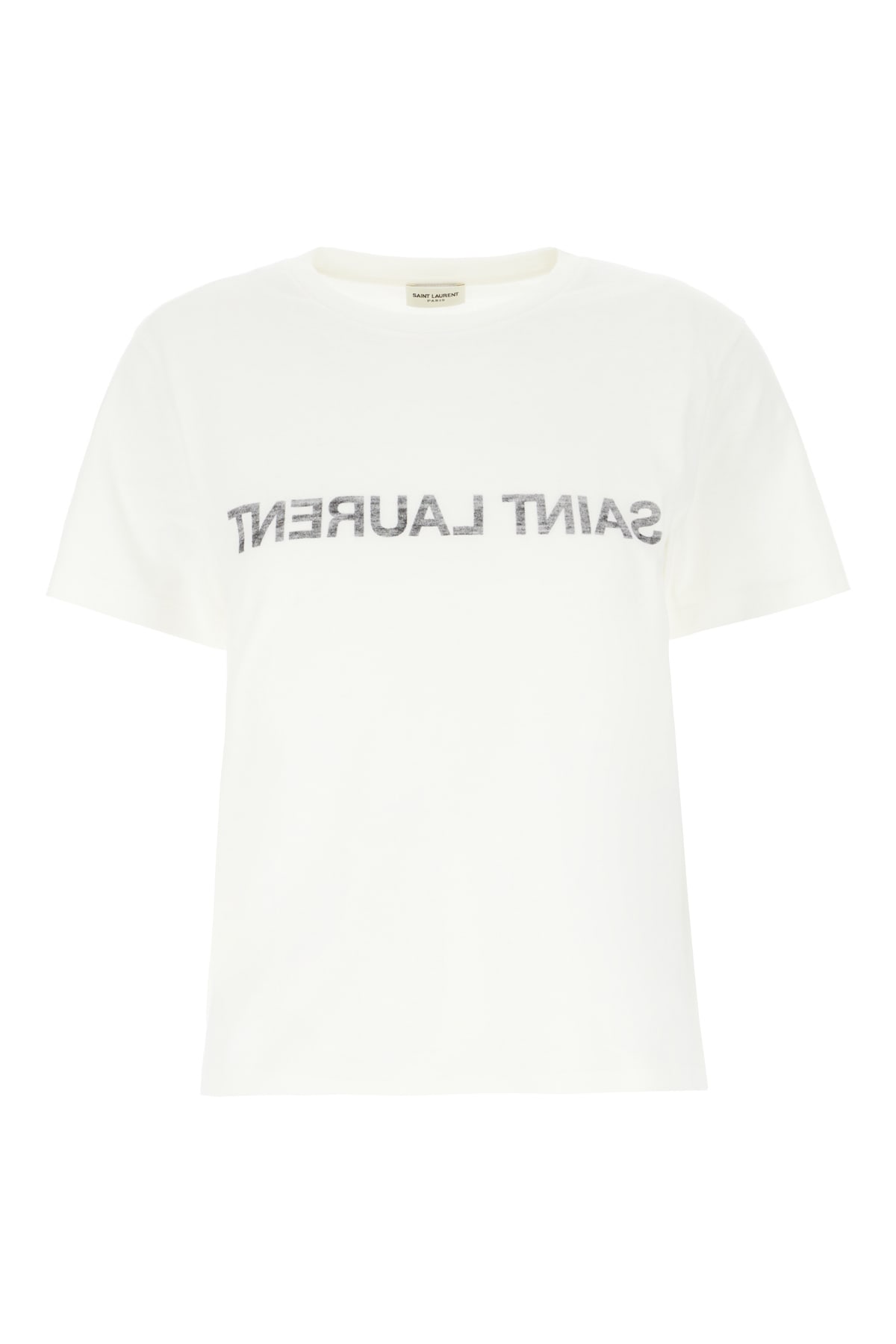 Saint Laurent Ivory Cotton T-shirt In Naturel Noir