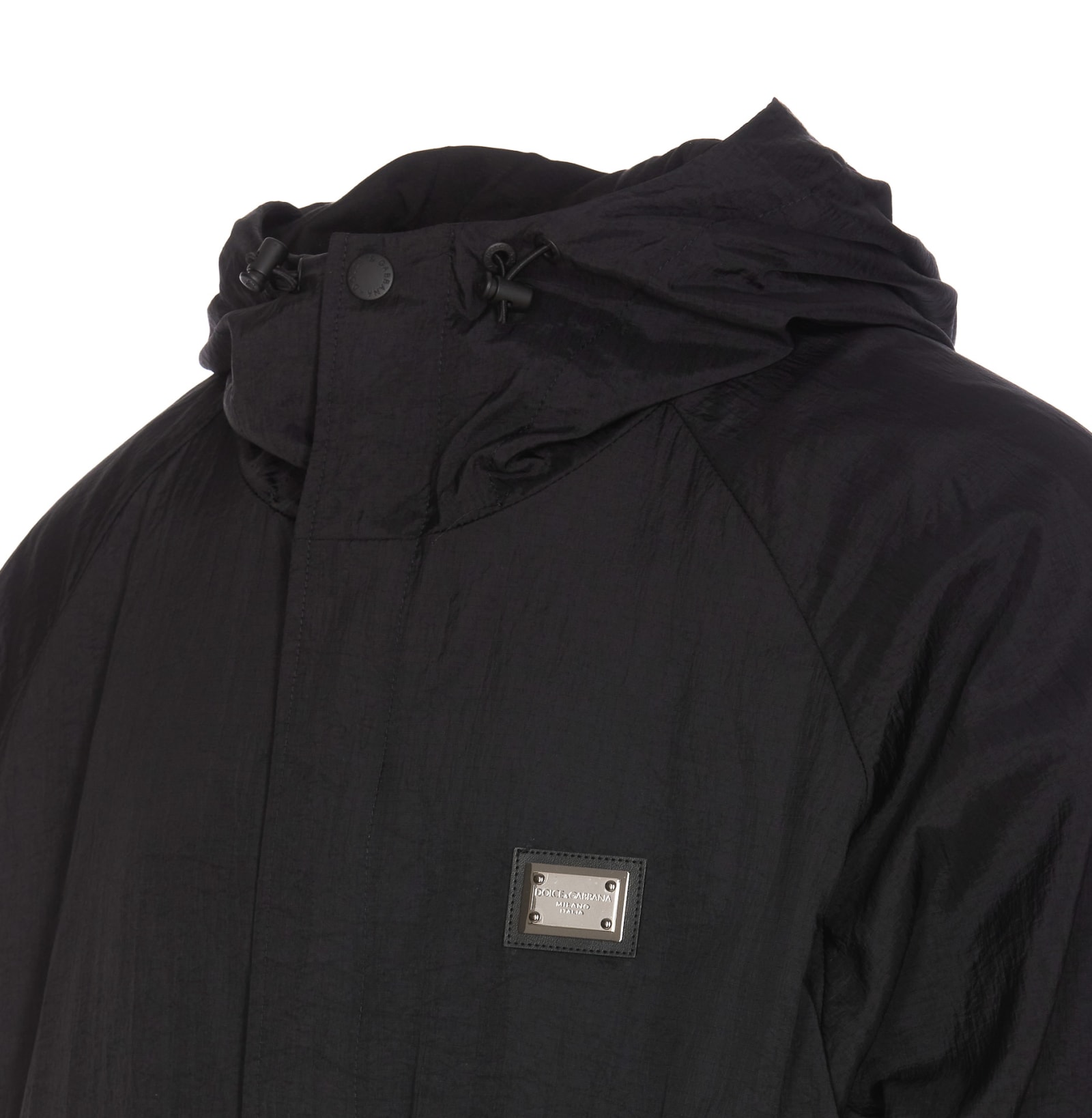 Shop Dolce & Gabbana Nylon Logo Jacket In Nero