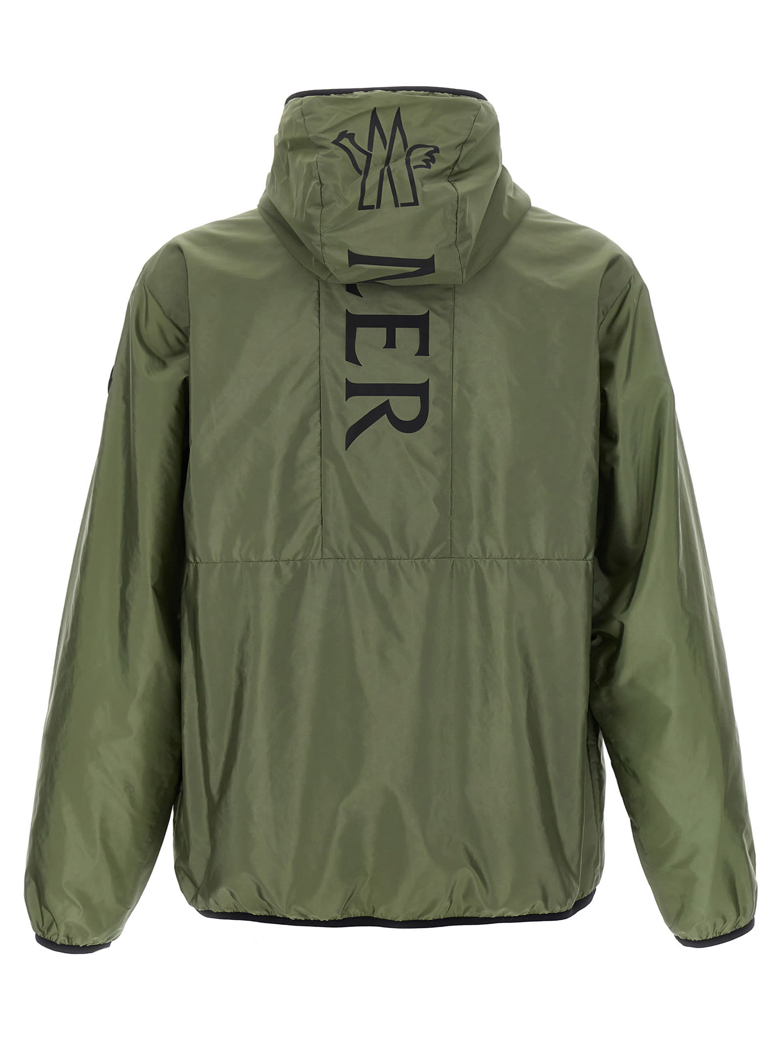 Moncler 'granier' Raincoat With Hood And Pockets In Green