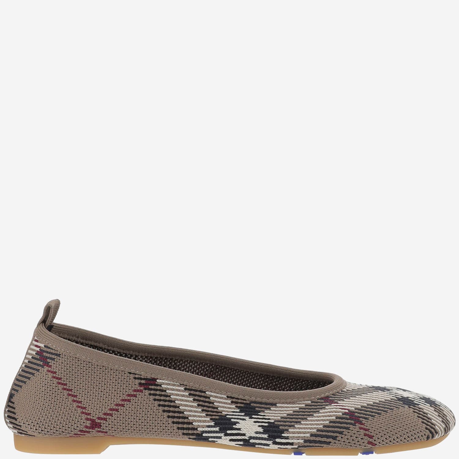 Burberry Knit Baby Nylon Blend Ballerinas With Knitted Traditional Check In Red