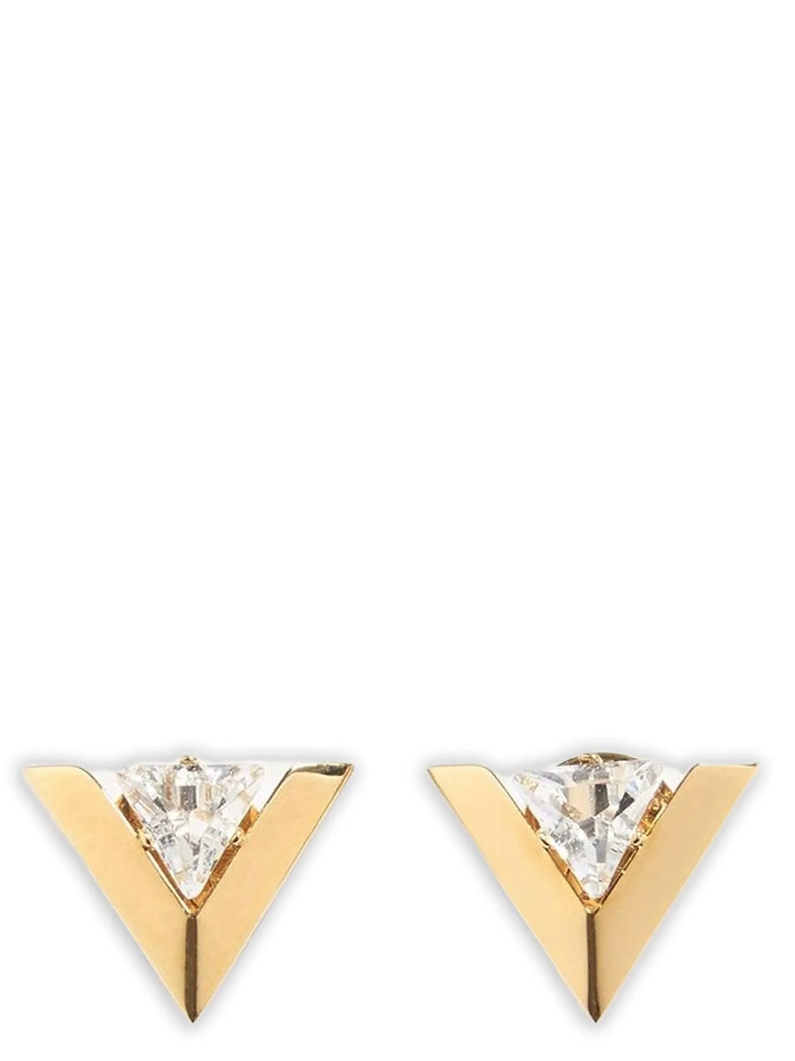 Valentino Triangular Crystal Stud Earrings In Gold
