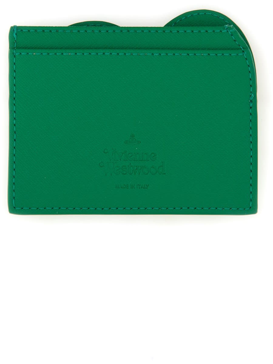Shop Vivienne Westwood Card Holder With Orb Embroidery In Green
