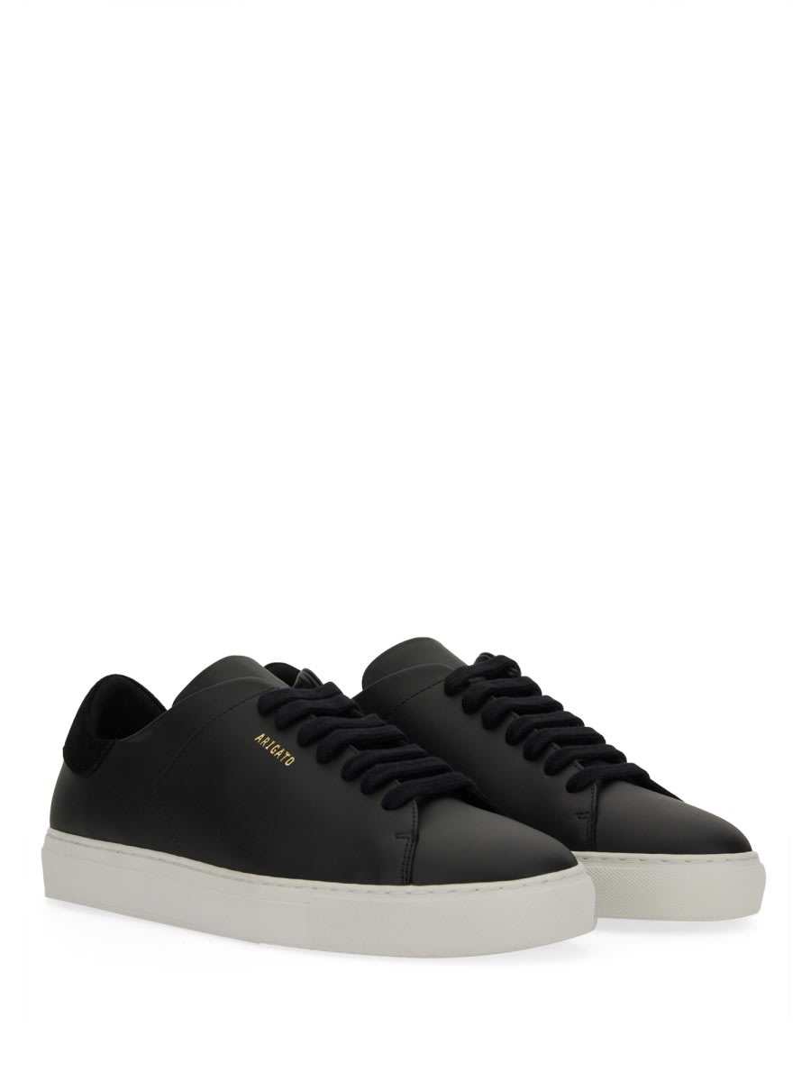 Axel Arigato 90 Clean Black Low Top Sneakers With Logo Lettering On The Side In Leather Man In Black
