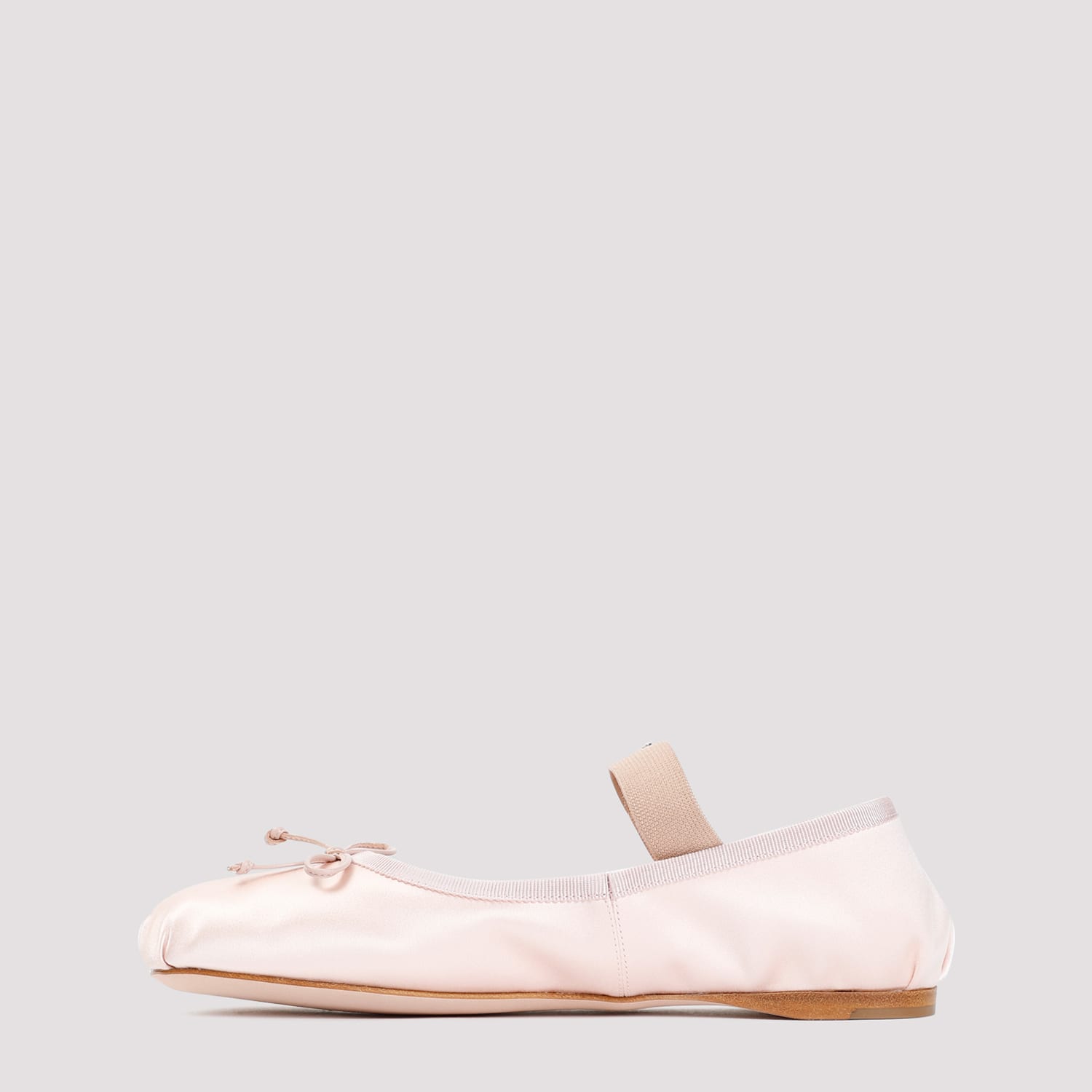 Miu Miu Light Pink Satin Ballerinas In Orchidea