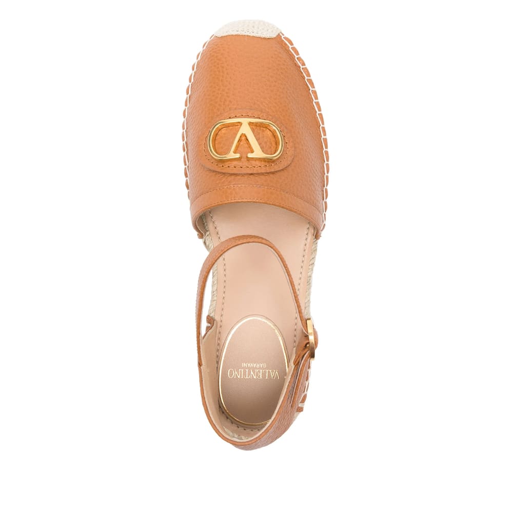 Valentino Leather Espadrillas In Neutral