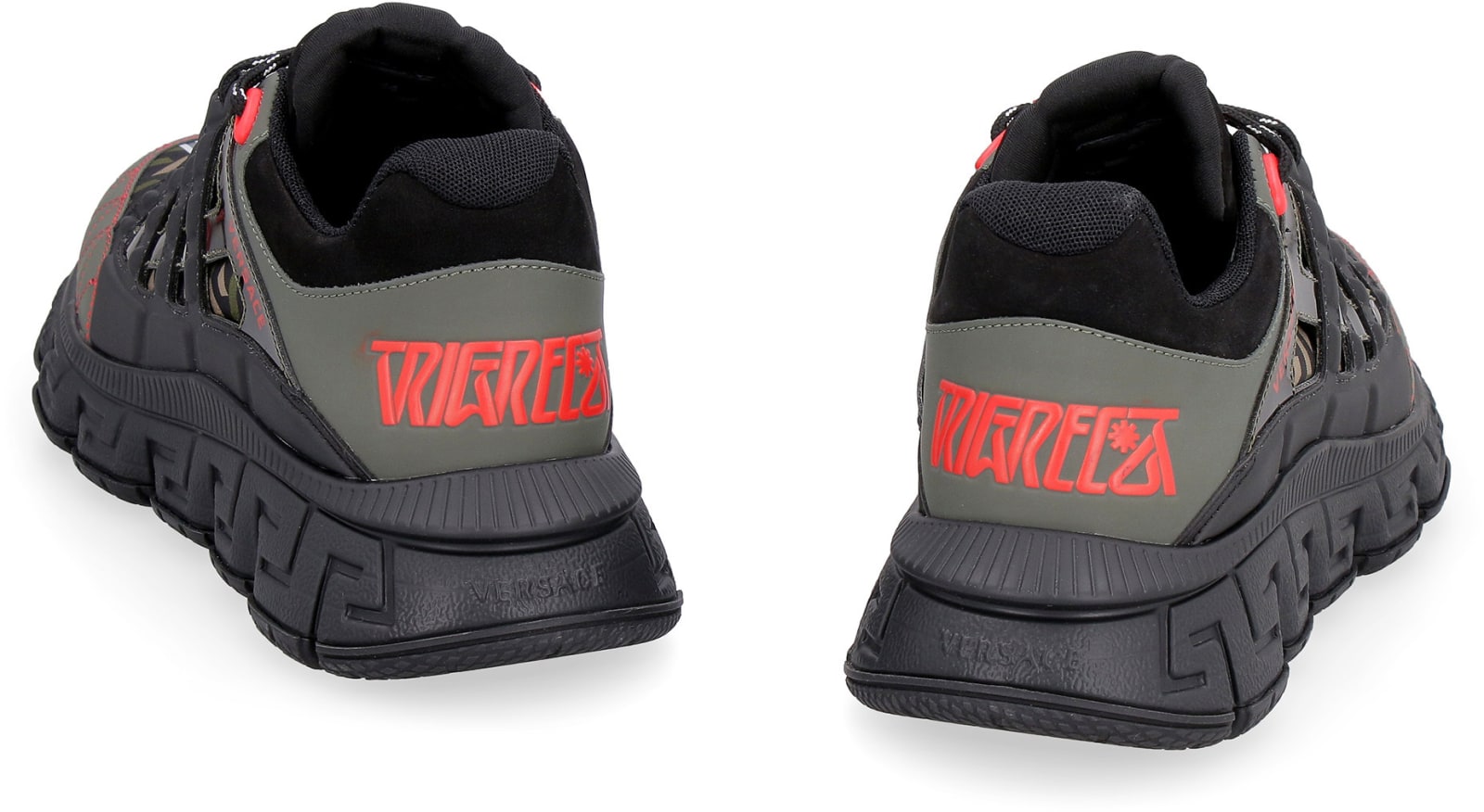 Shop Versace Trigreca Fabric Low-top Sneakers In Multicolor