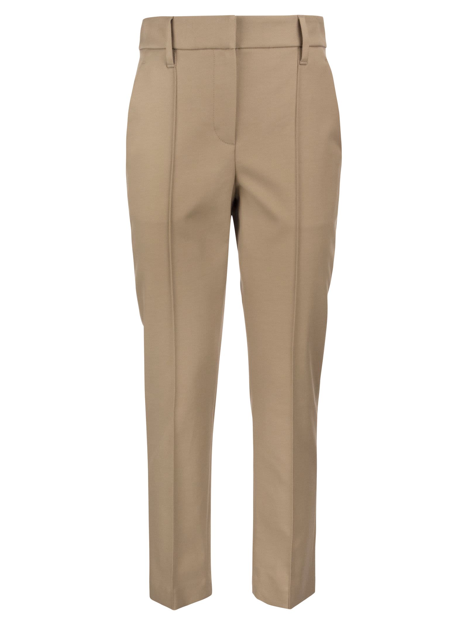 Brunello Cucinelli High-waisted Cotton Trousers