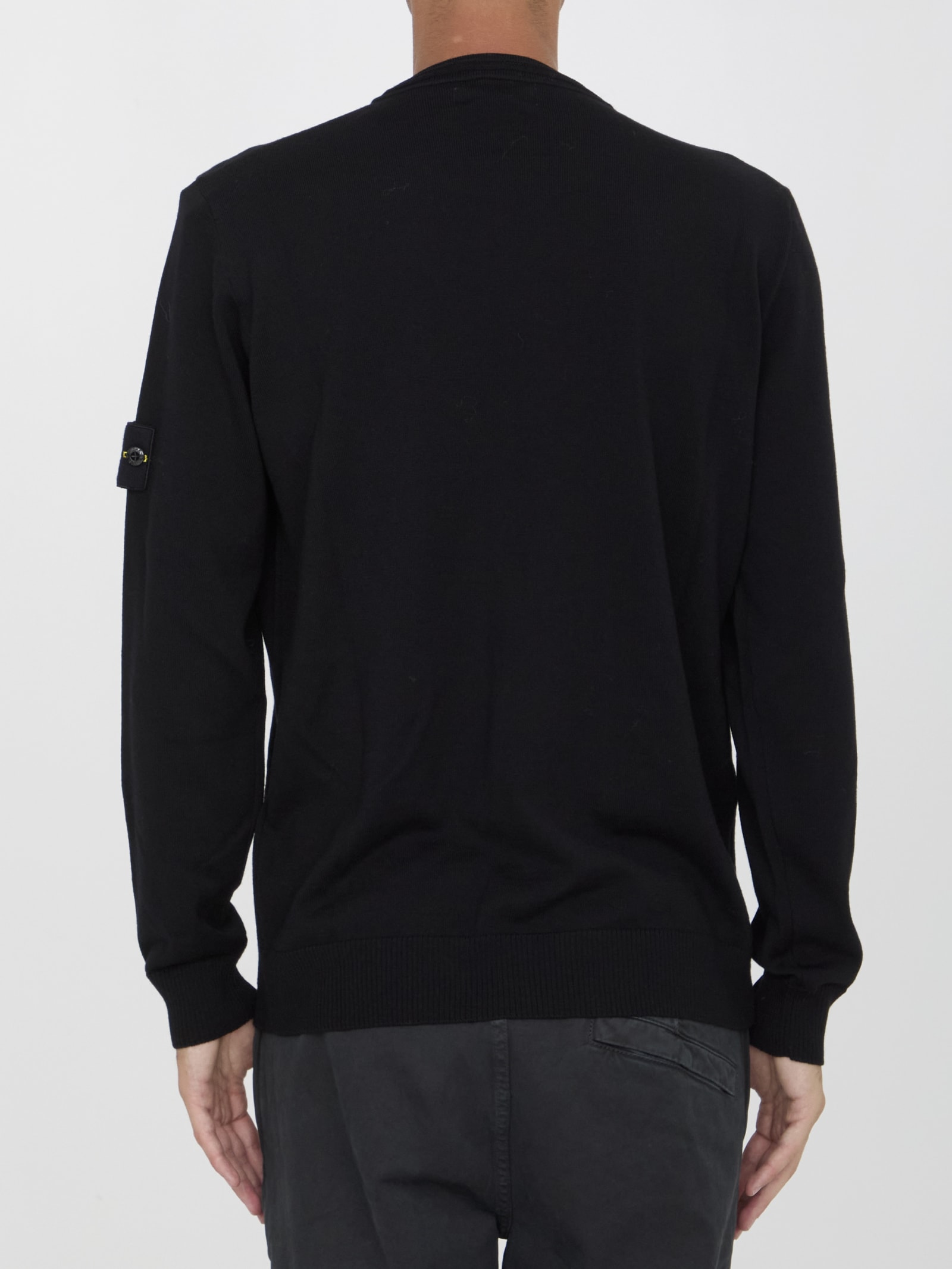 Shop Stone Island Wool Jumper In Black