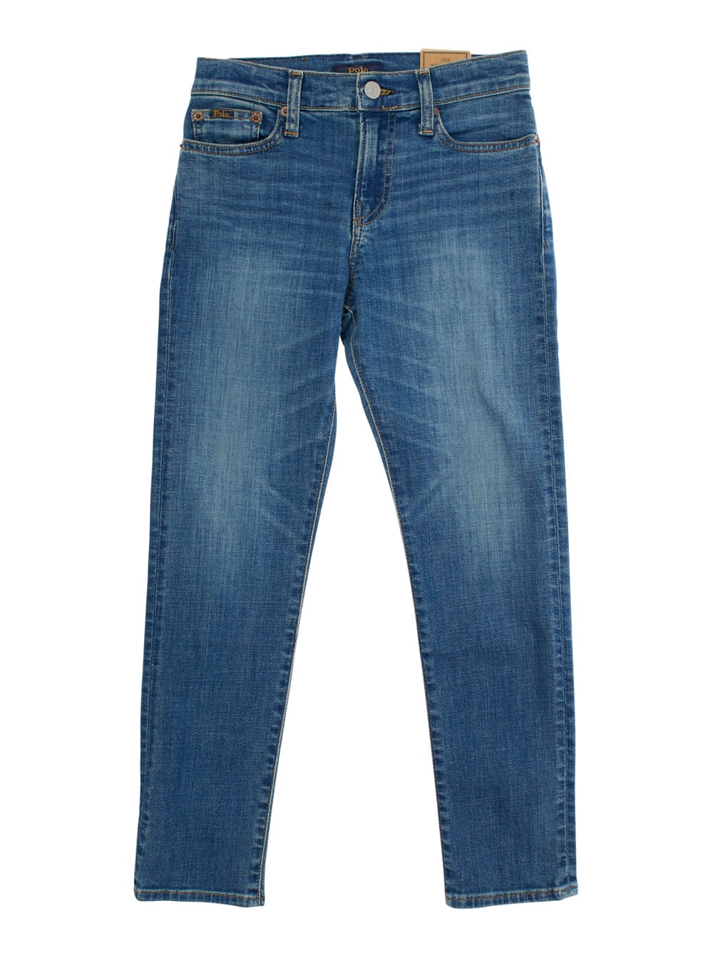 Polo Ralph Lauren Sullivan Blue Jeans With Belt Loops And Logo Patch On The Rear In Denim Boy In Blu