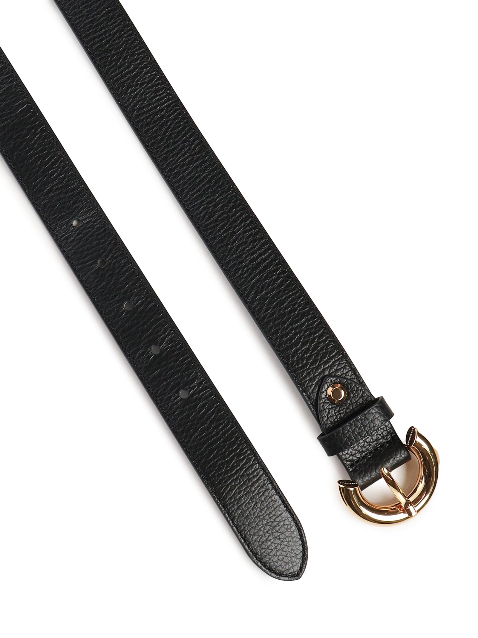 Coccinelle Gold-toned Buckle Leather Belt In Black