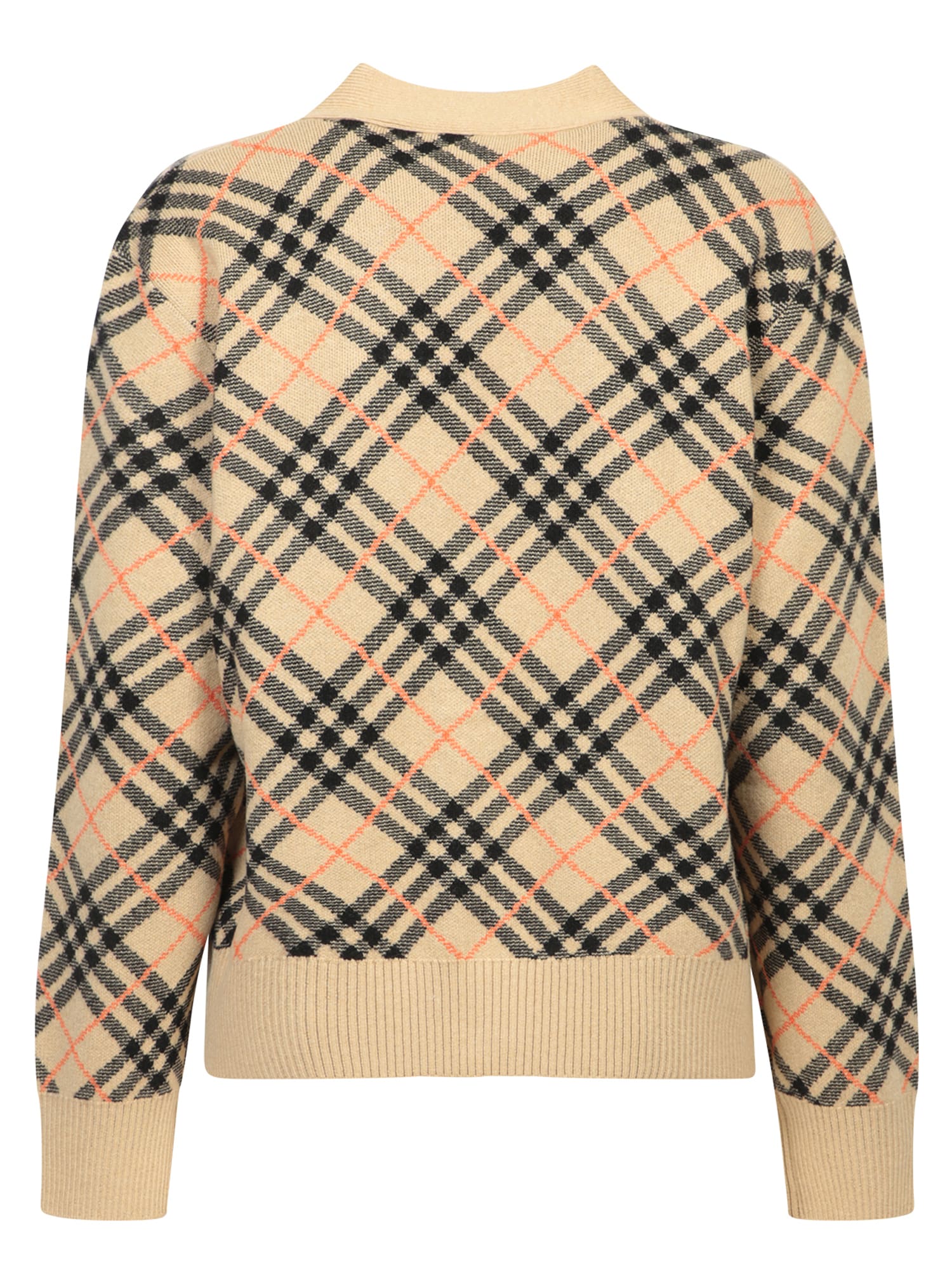 Shop Burberry Cashmere Check Beige Cardigan